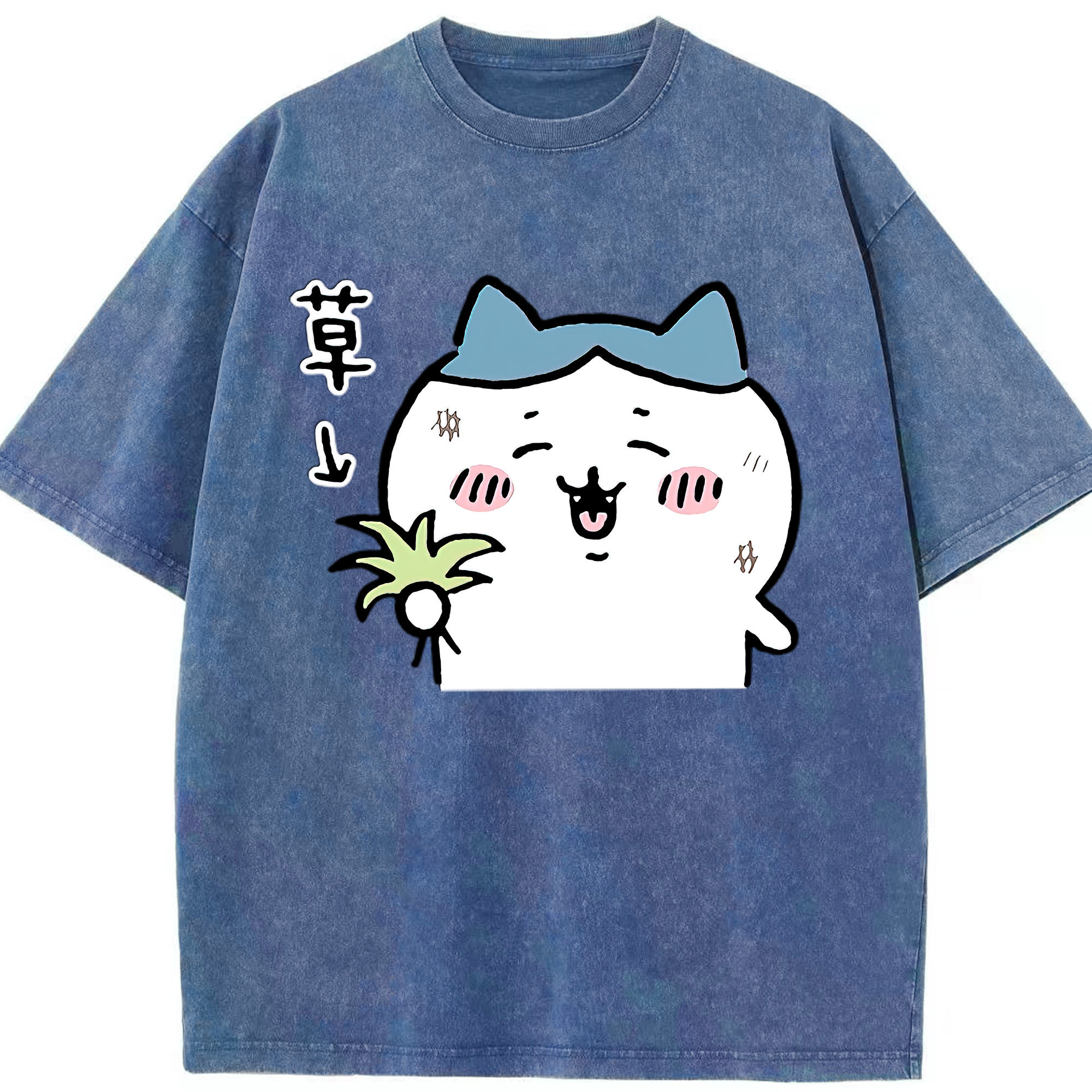 （画像用） ちいかわ ハチワレ Chii-kawa hachiware 綿100% ヴィンテージ風 半袖Tシャツ（フロントプリント）