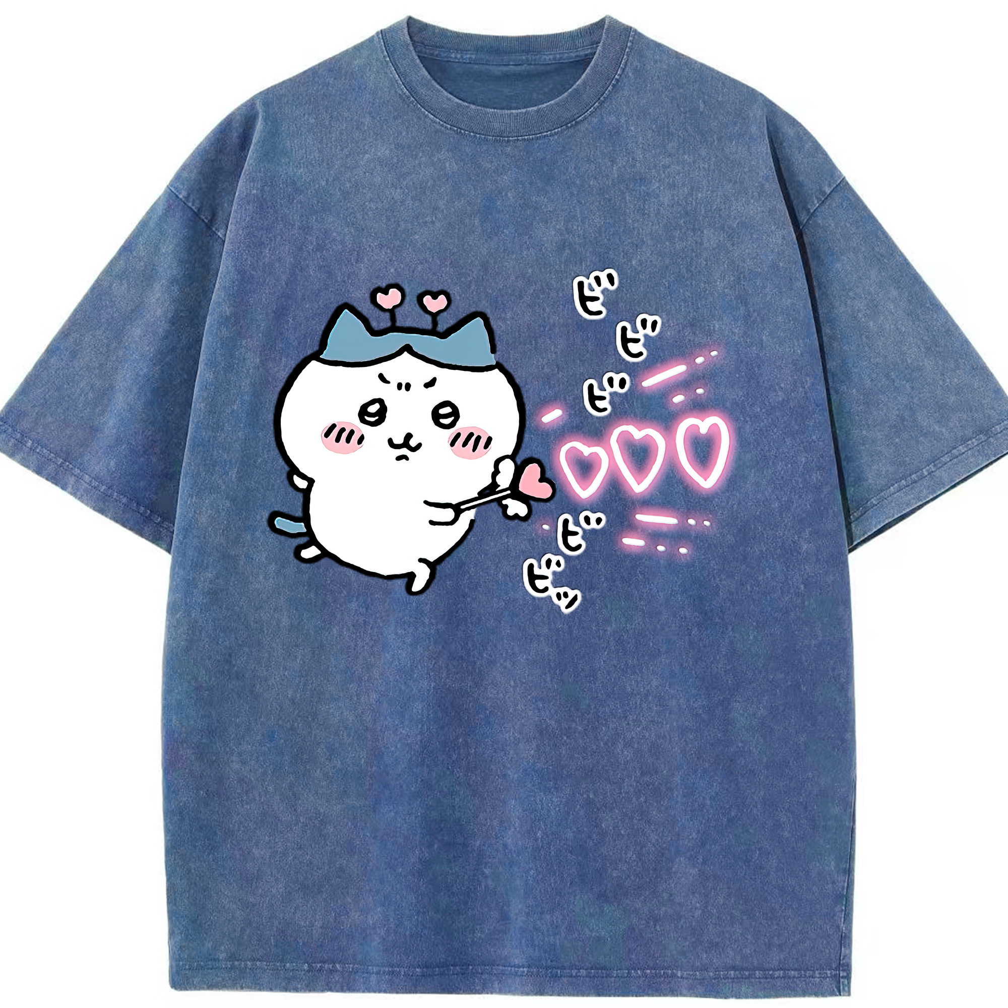 （画像用） ちいかわ ハチワレ Chii-kawa hachiware 綿100% ヴィンテージ風 半袖Tシャツ（フロントプリント）