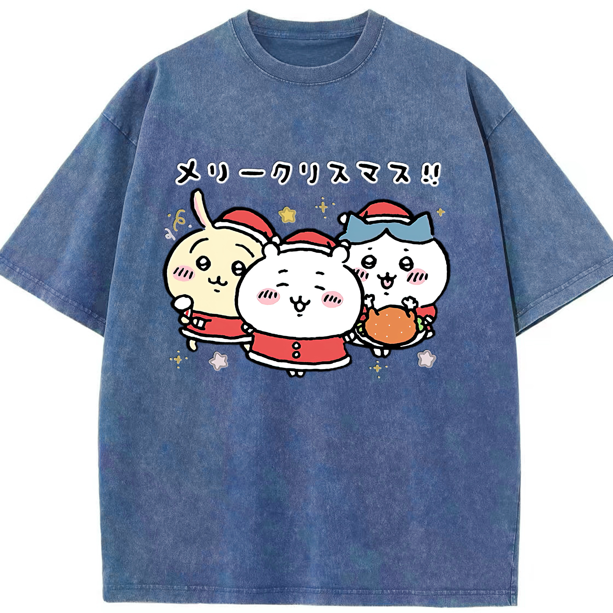 （画像用） ちいかわ ハチワレ Chii-kawa hachiware 綿100% ヴィンテージ風 半袖Tシャツ（フロントプリント）