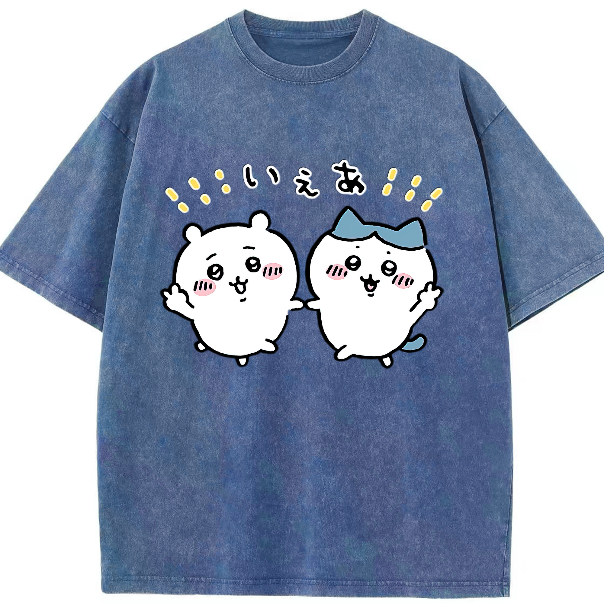（画像用） ちいかわ ハチワレ Chii-kawa hachiware 綿100% ヴィンテージ風 半袖Tシャツ（フロントプリント）
