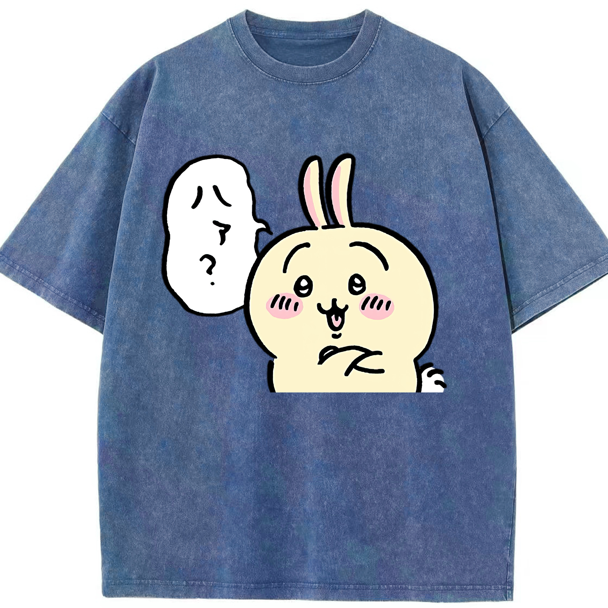 （画像用） ちいかわ うさぎ Chii-kawa usagi 綿100% ヴィンテージ風 半袖Tシャツ（フロントプリント）
