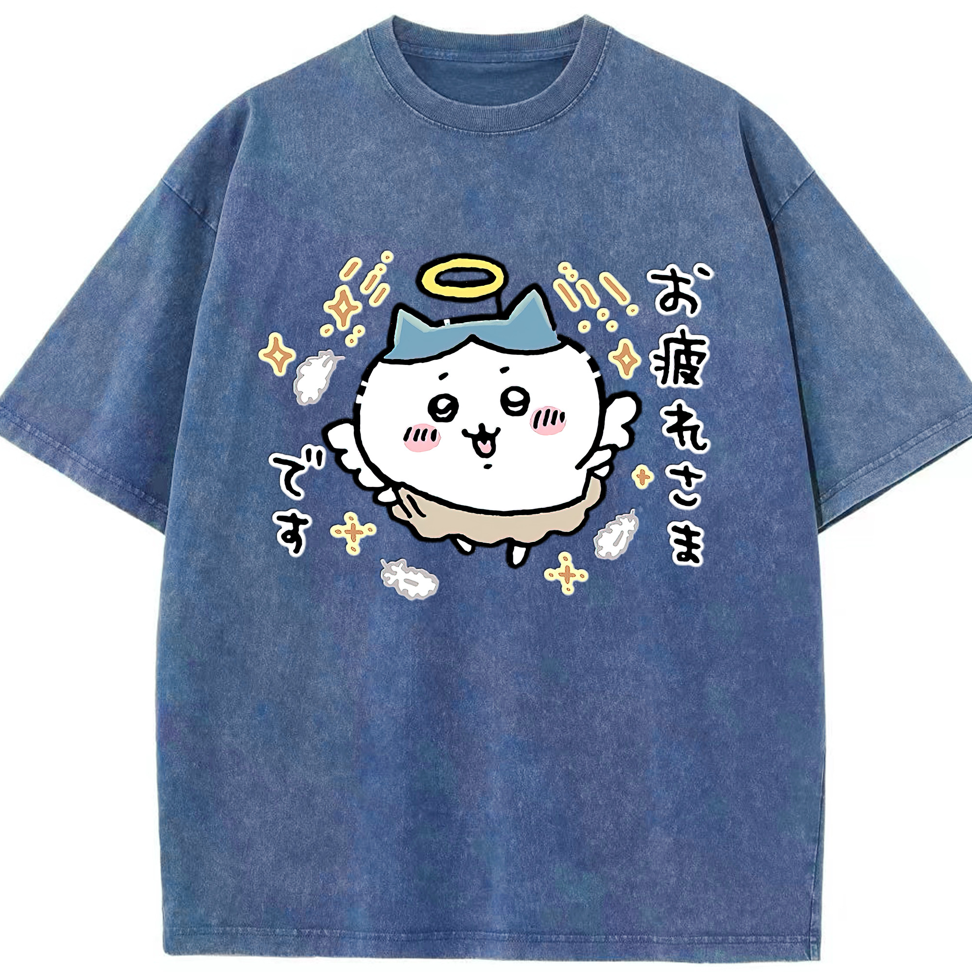 （画像用） ちいかわ ハチワレ Chii-kawa hachiware 綿100% ヴィンテージ風 半袖Tシャツ（フロントプリント）