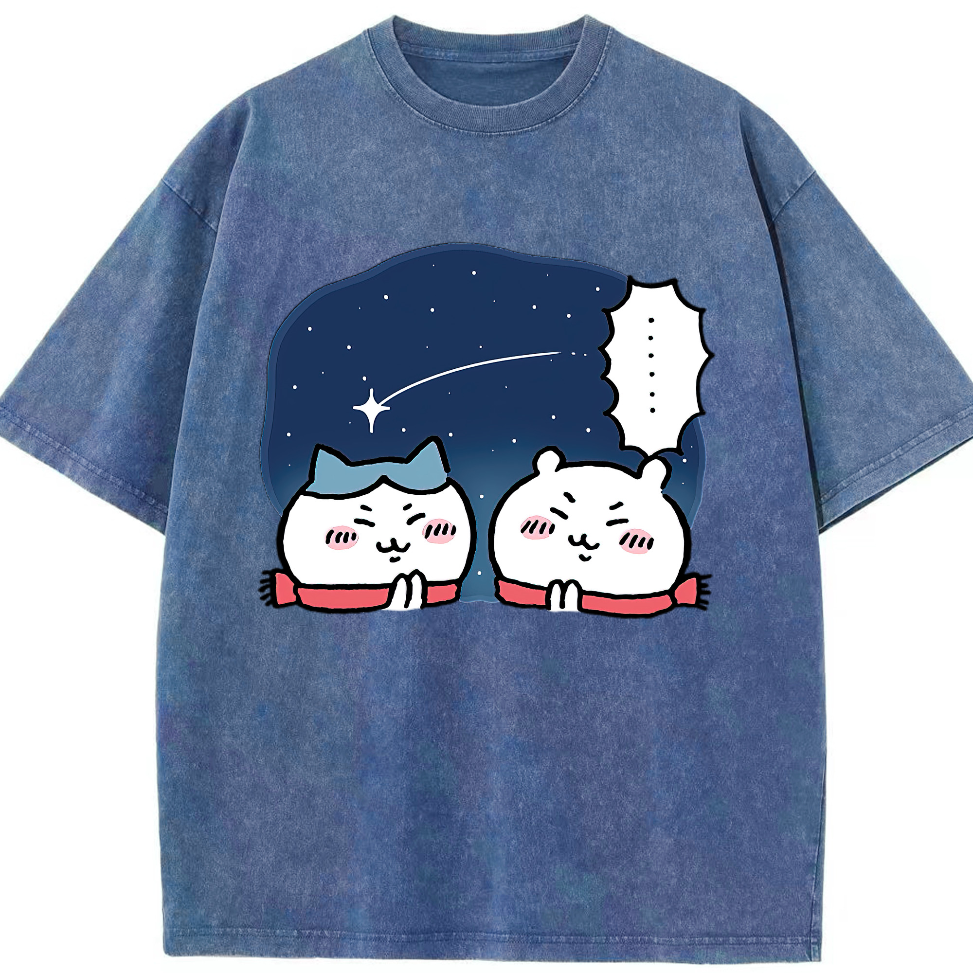 （画像用） ちいかわ ハチワレ Chii-kawa hachiware 綿100% ヴィンテージ風 半袖Tシャツ（フロントプリント）
