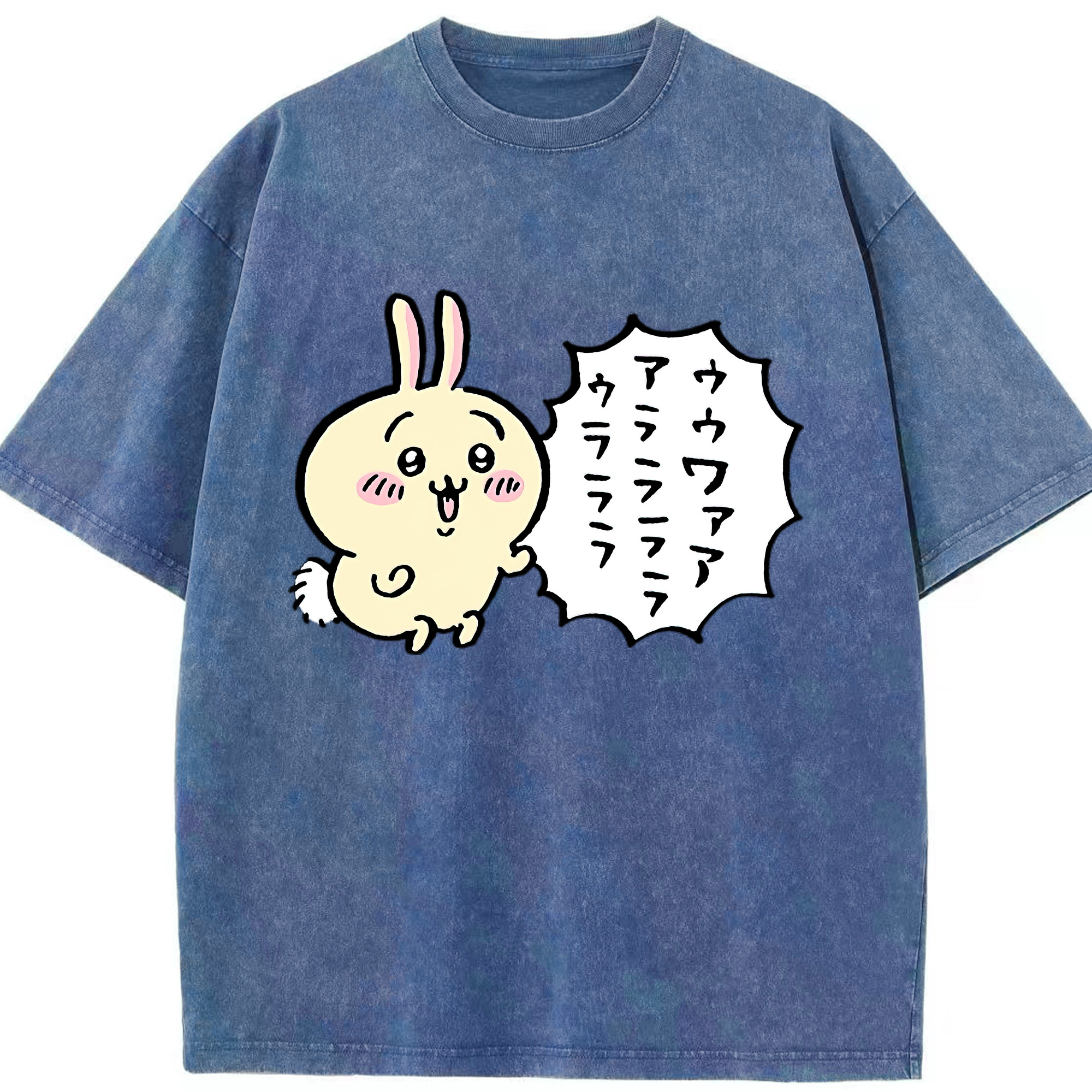 （画像用） ちいかわ うさぎ Chii-kawa usagi 綿100% ヴィンテージ風 半袖Tシャツ（フロントプリント）