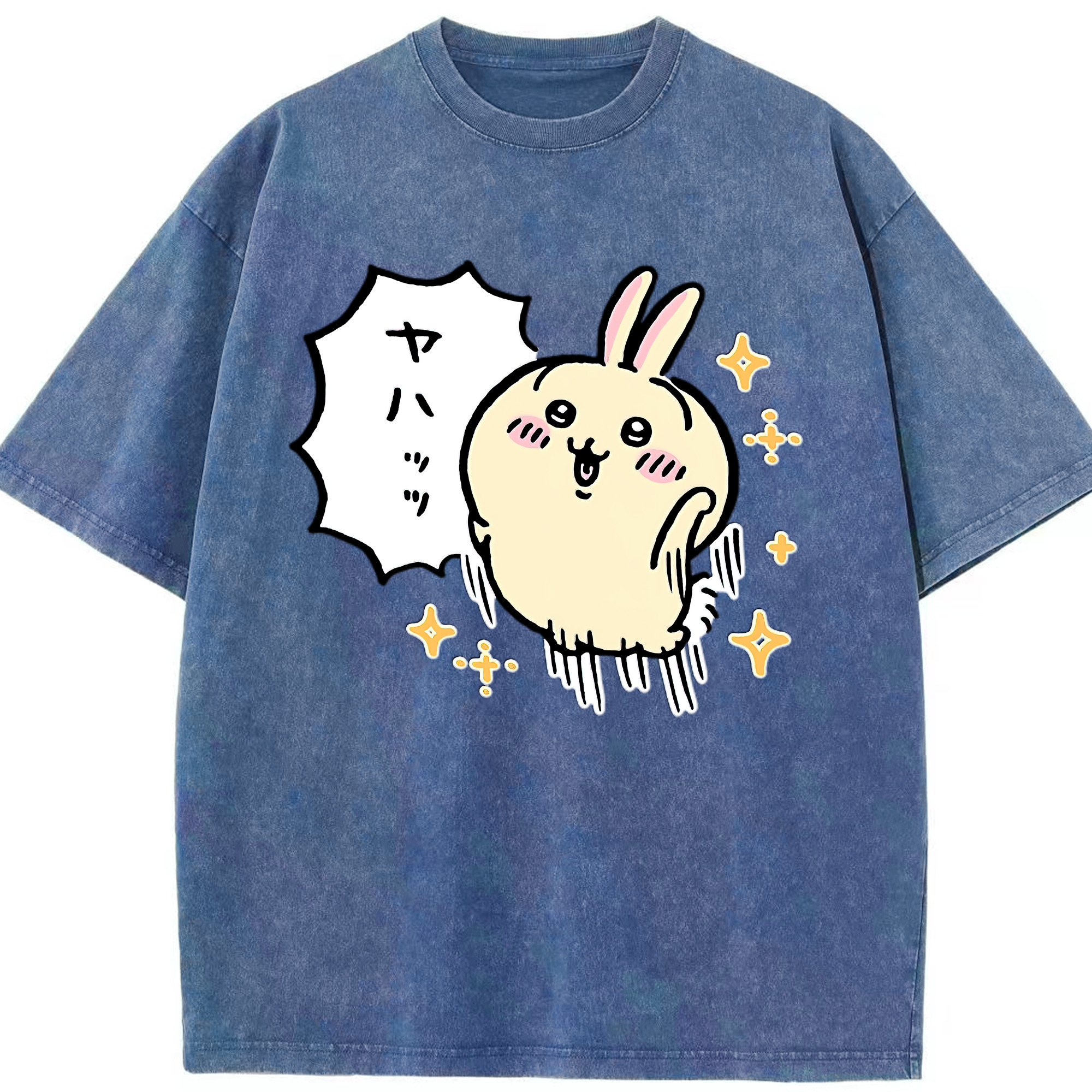 （画像用） ちいかわ うさぎ Chii-kawa usagi 綿100% ヴィンテージ風 半袖Tシャツ（フロントプリント）