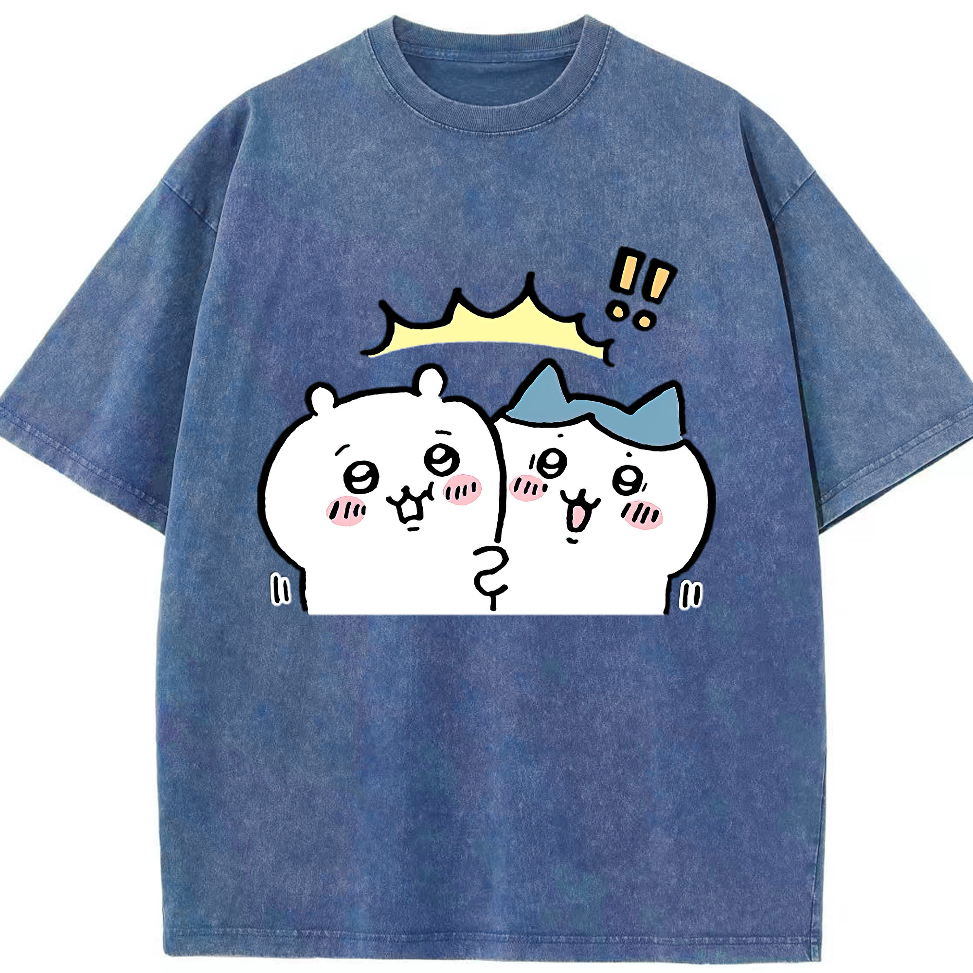 （画像用） ちいかわ ハチワレ Chii-kawa hachiware 綿100% ヴィンテージ風 半袖Tシャツ（フロントプリント）