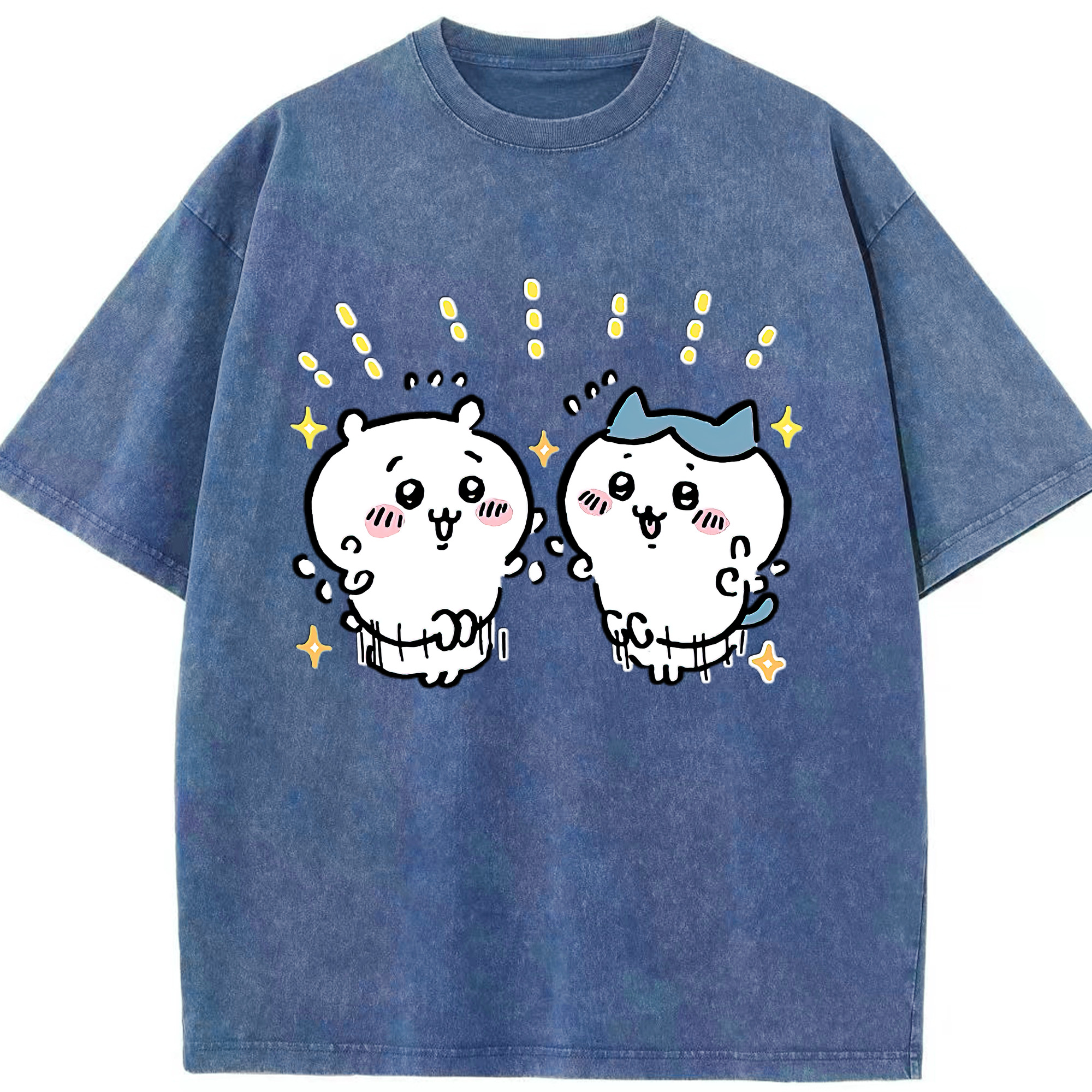 （画像用） ちいかわ ハチワレ Chii-kawa hachiware 綿100% ヴィンテージ風 半袖Tシャツ（フロントプリント）
