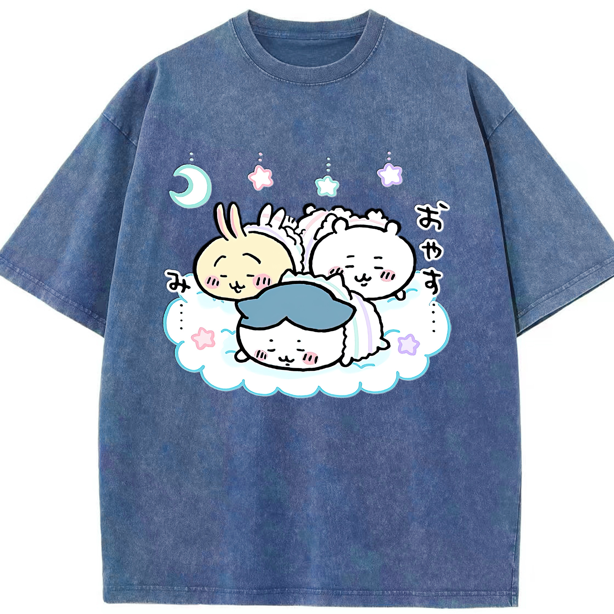 （画像用） ちいかわ ハチワレ Chii-kawa hachiware 綿100% ヴィンテージ風 半袖Tシャツ（フロントプリント）