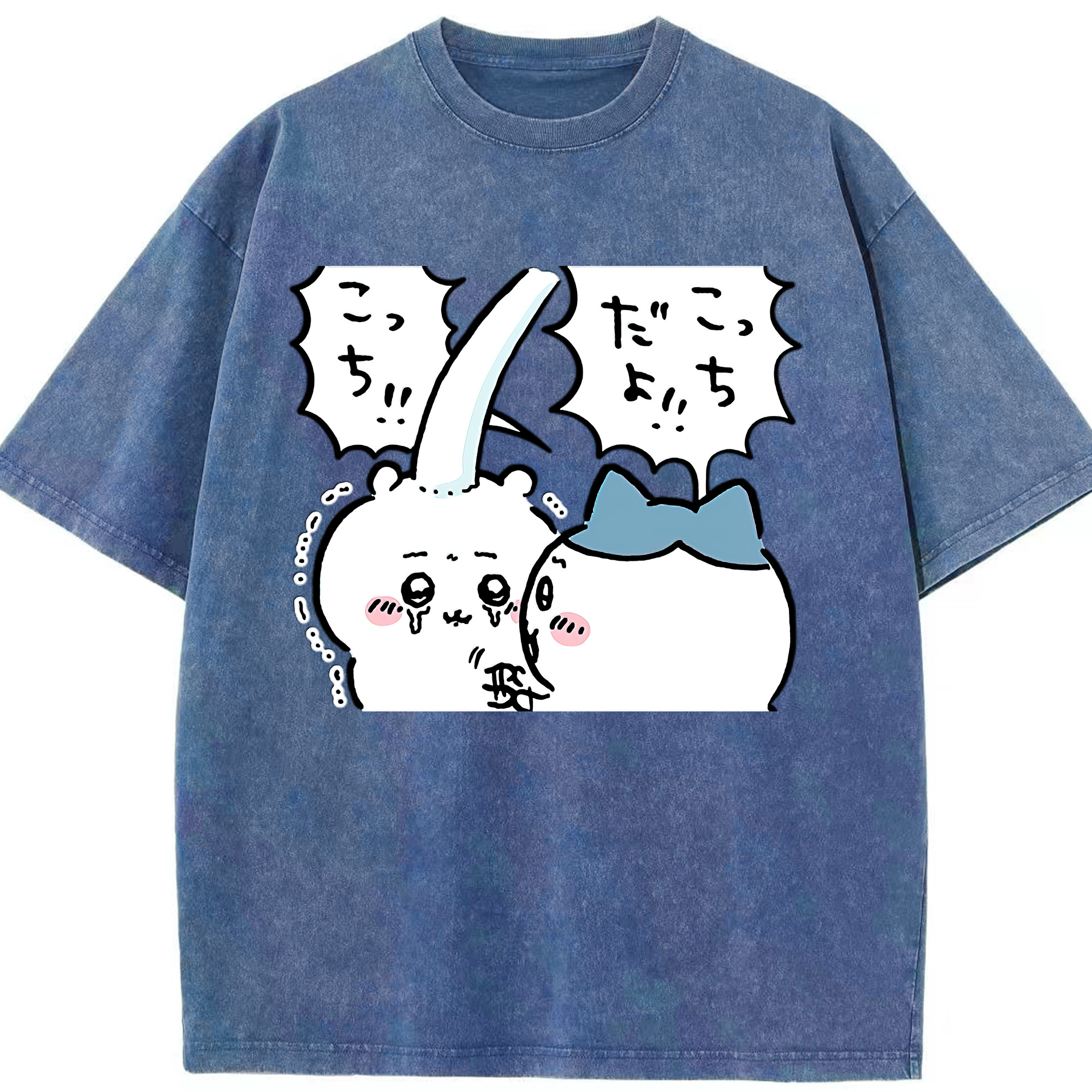 （画像用） ちいかわ ハチワレ Chii-kawa hachiware 綿100% ヴィンテージ風 半袖Tシャツ（フロントプリント）