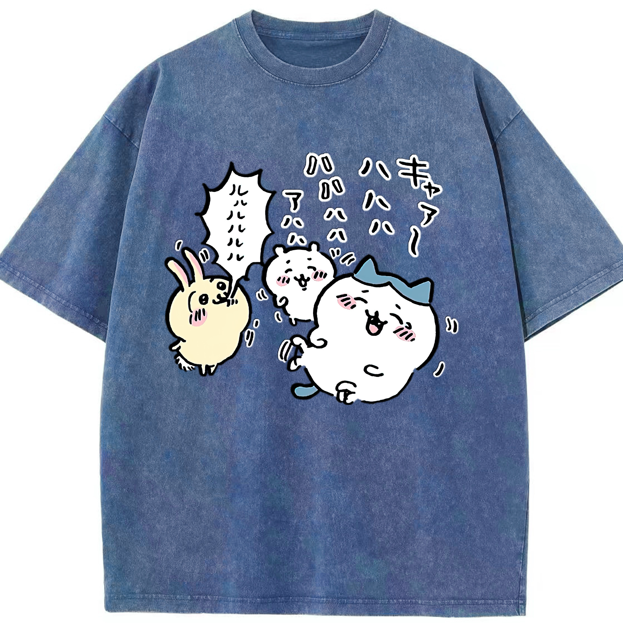 （画像用） ちいかわ うさぎ Chii-kawa usagi 綿100% ヴィンテージ風 半袖Tシャツ（フロントプリント）
