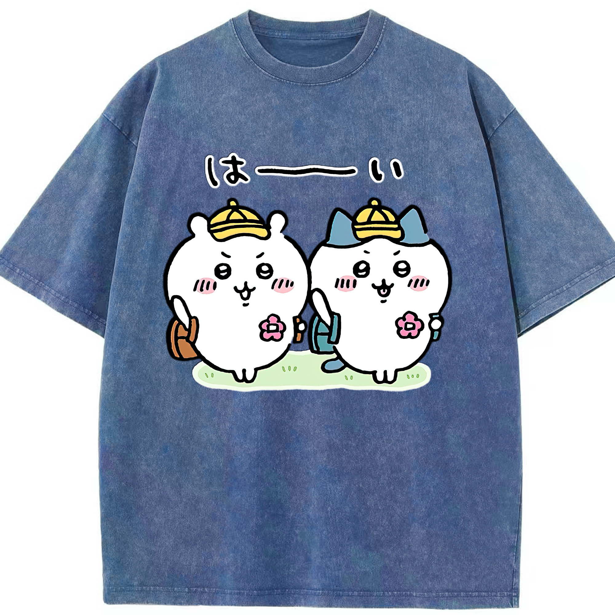 （画像用） ちいかわ ハチワレ Chii-kawa hachiware 綿100% ヴィンテージ風 半袖Tシャツ（フロントプリント）
