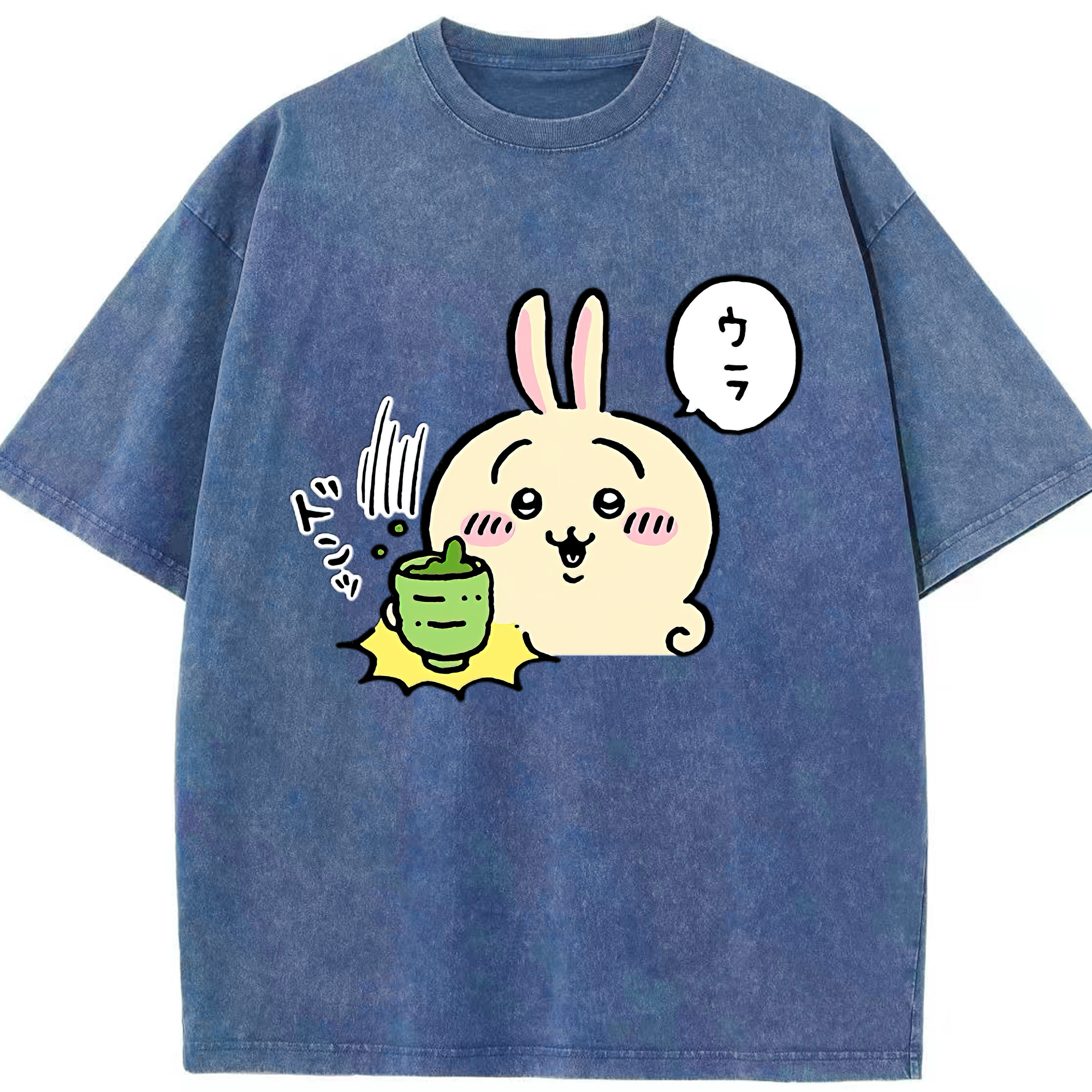 （画像用） ちいかわ うさぎ Chii-kawa usagi 綿100% ヴィンテージ風 半袖Tシャツ（フロントプリント）