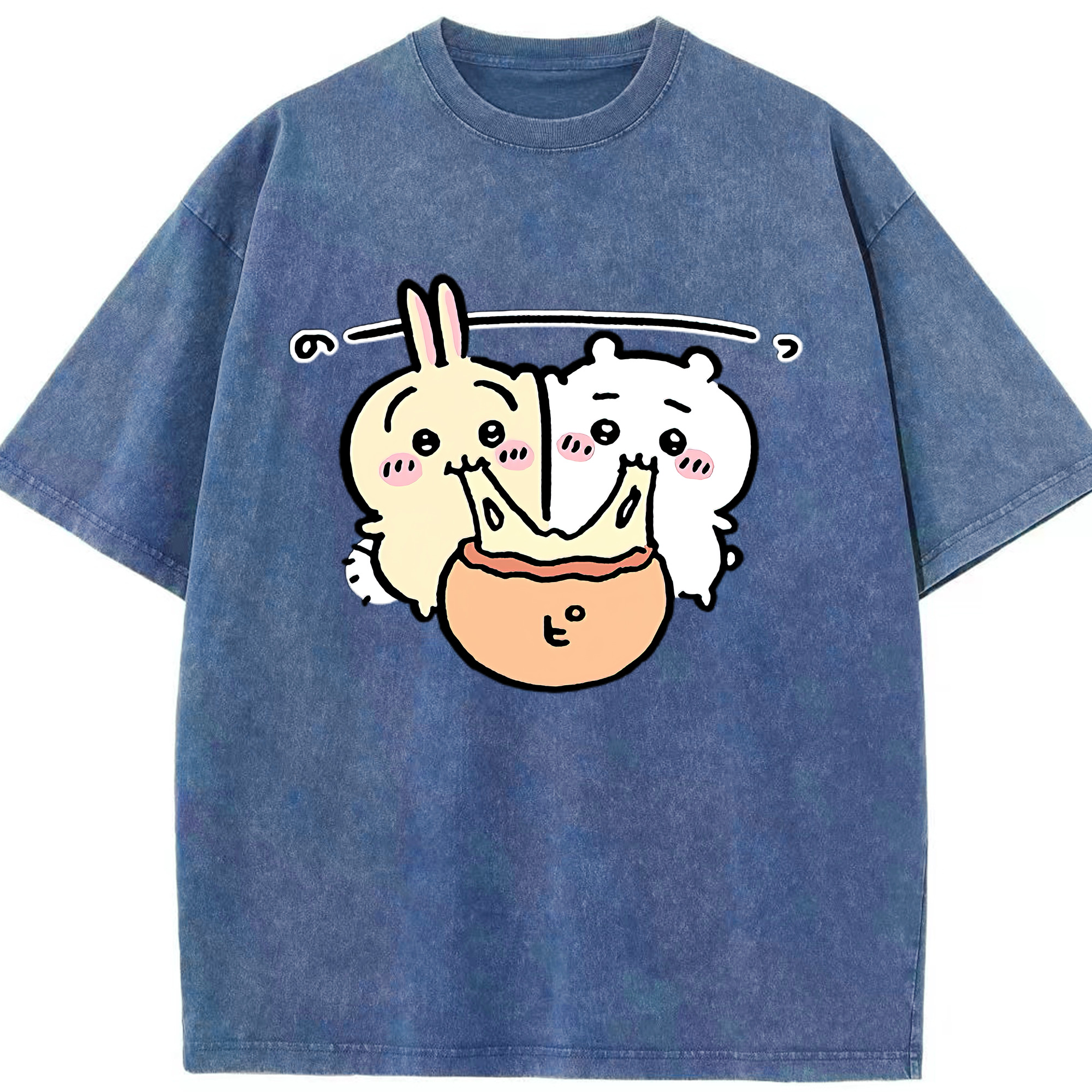 （画像用） ちいかわ うさぎ Chii-kawa usagi 綿100% ヴィンテージ風 半袖Tシャツ（フロントプリント）
