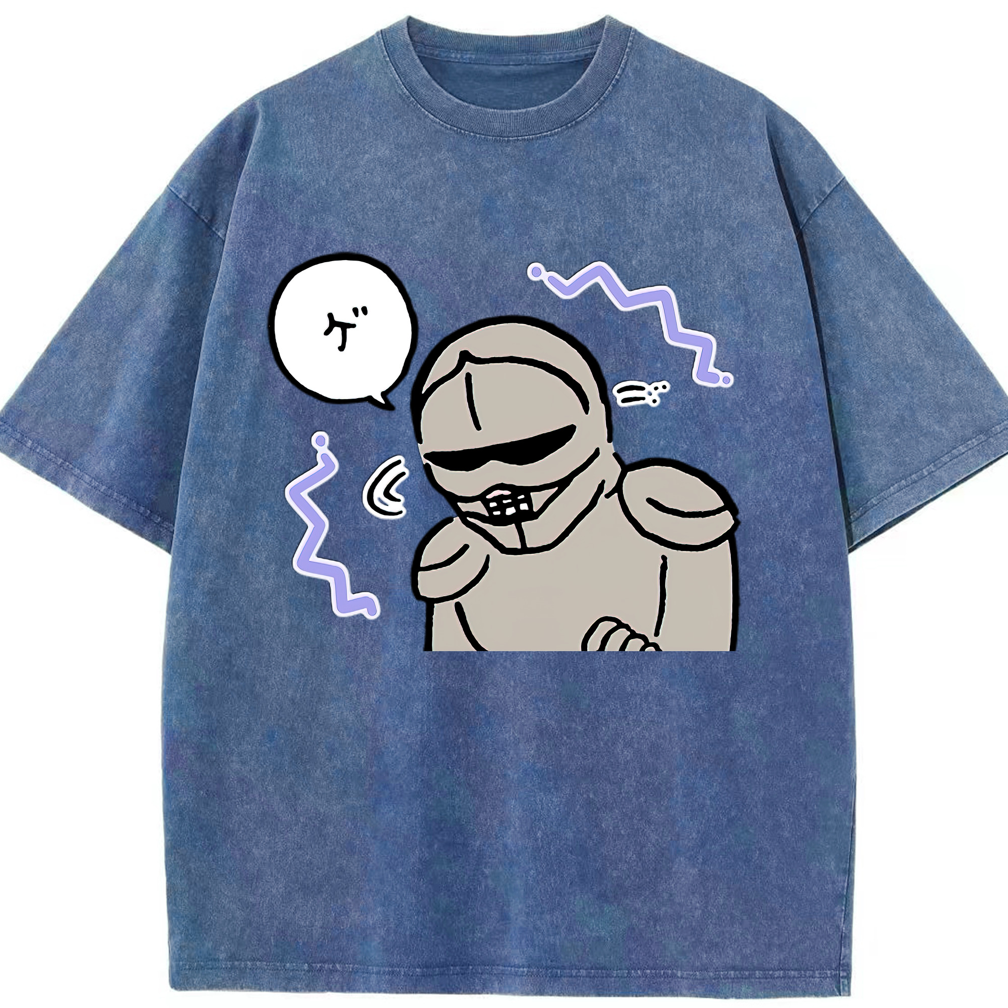 （画像用） ちいかわ 労働の鎧さん Chii-kawa Mr. Armor of Labor 綿100% ヴィンテージ風 半袖Tシャツ（フロントプリント）