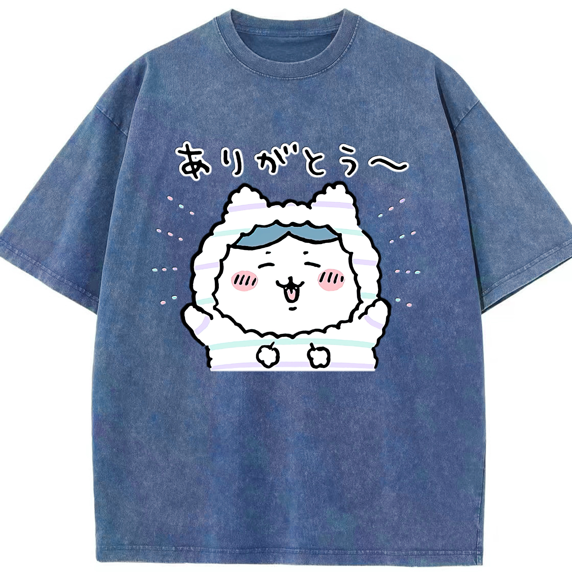 （画像用） ちいかわ ハチワレ Chii-kawa hachiware 綿100% ヴィンテージ風 半袖Tシャツ（フロントプリント）