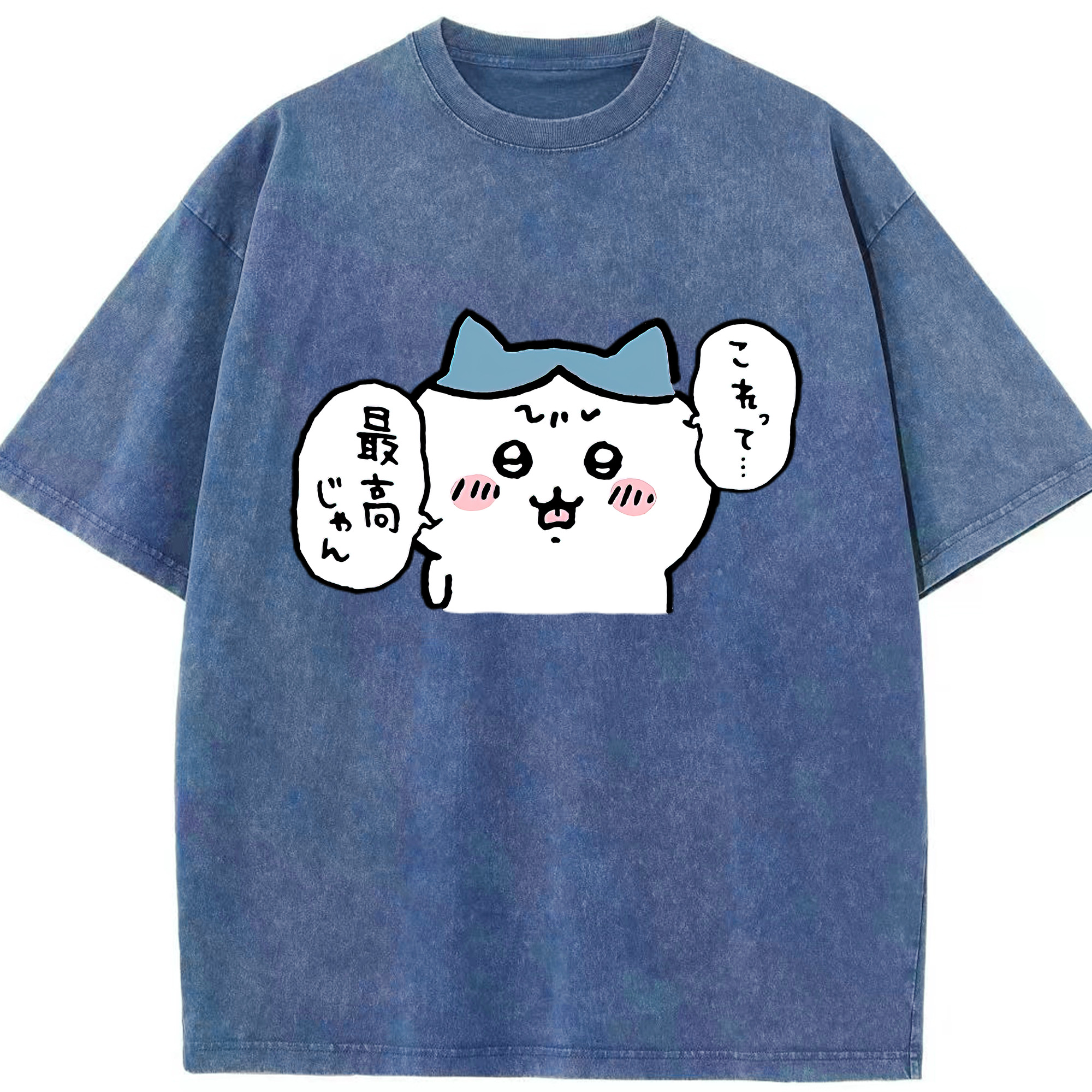 （画像用） ちいかわ ハチワレ Chii-kawa hachiware 綿100% ヴィンテージ風 半袖Tシャツ（フロントプリント）