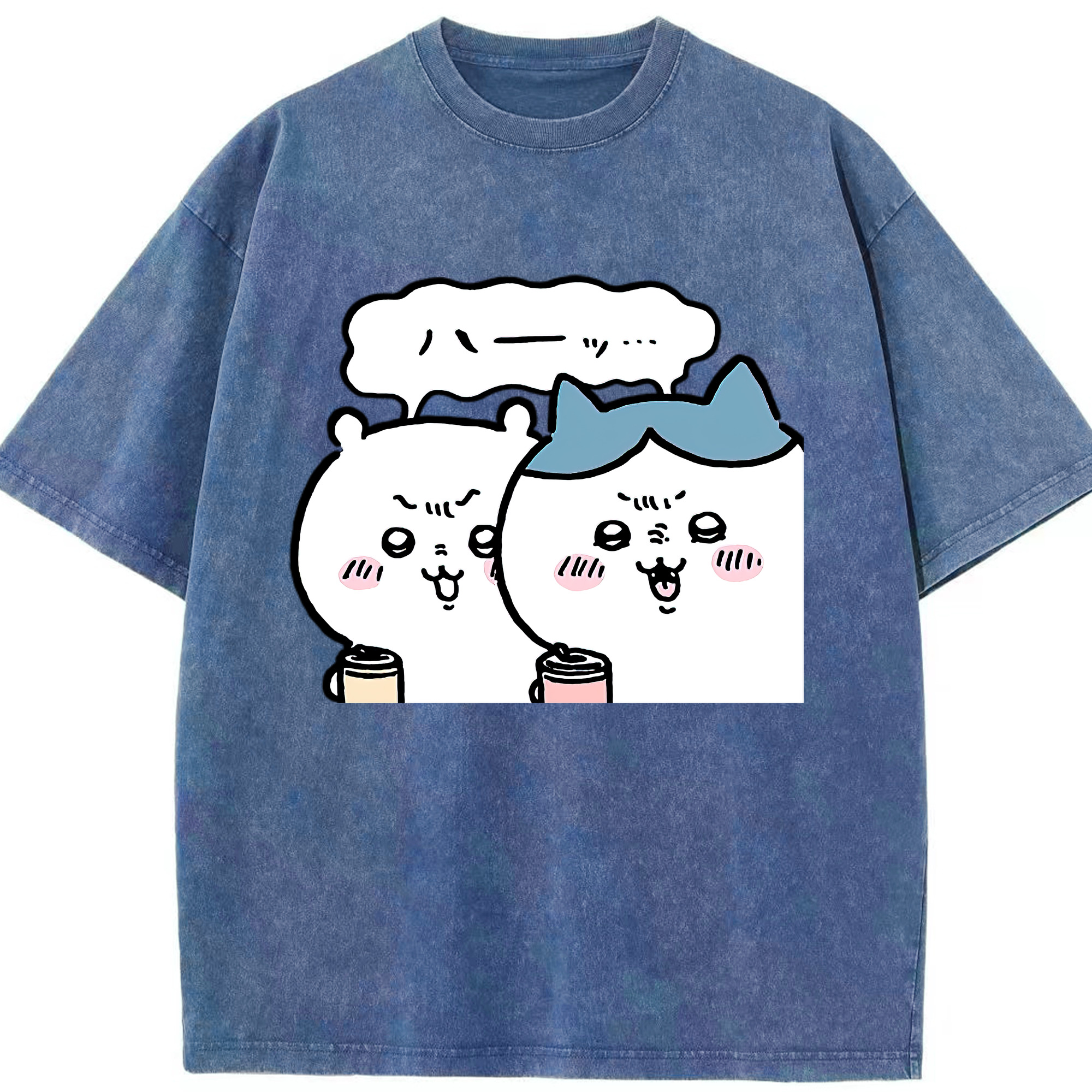 （画像用） ちいかわ ハチワレ Chii-kawa hachiware 綿100% ヴィンテージ風 半袖Tシャツ（フロントプリント）