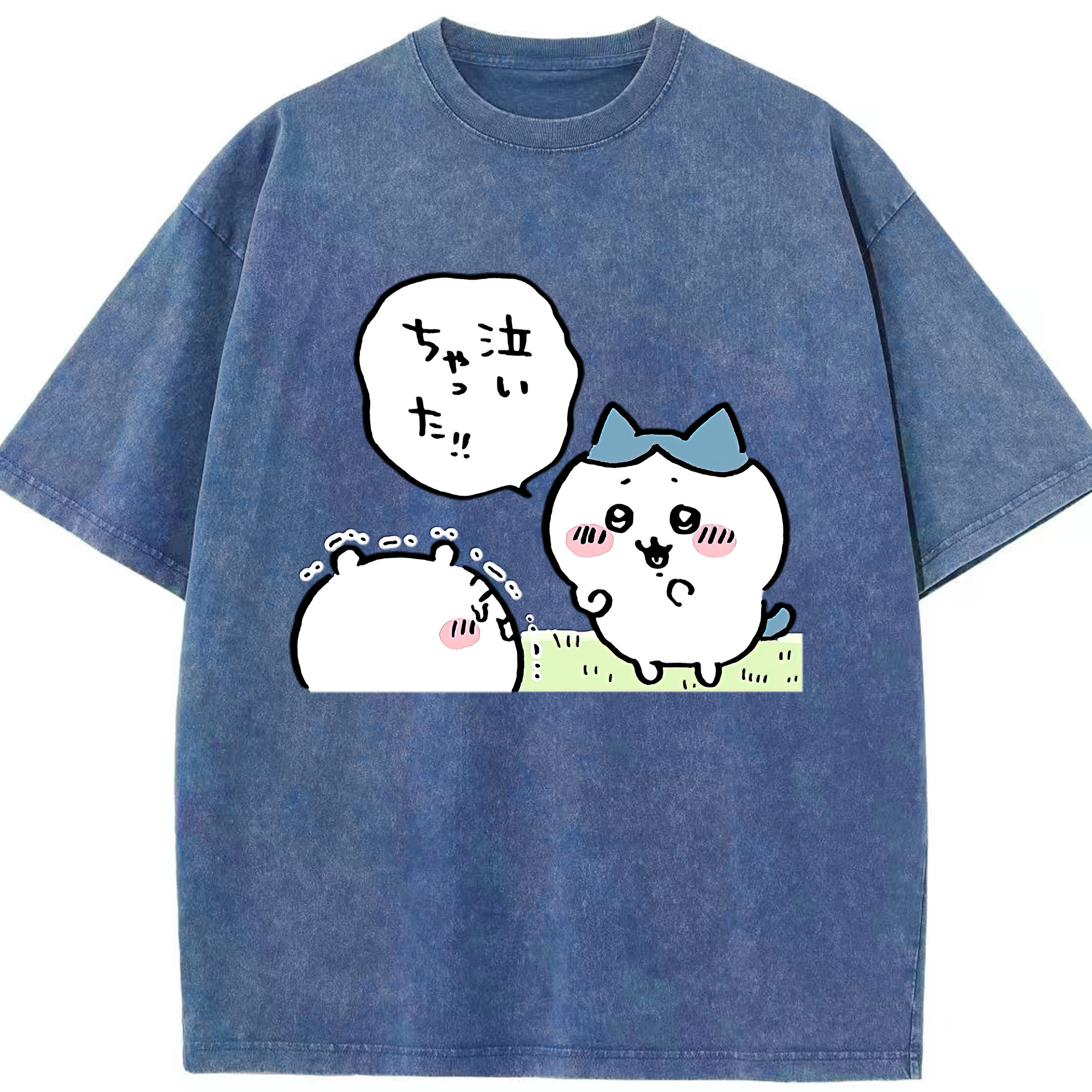 （画像用） ちいかわ ハチワレ Chii-kawa hachiware 綿100% ヴィンテージ風 半袖Tシャツ（フロントプリント）