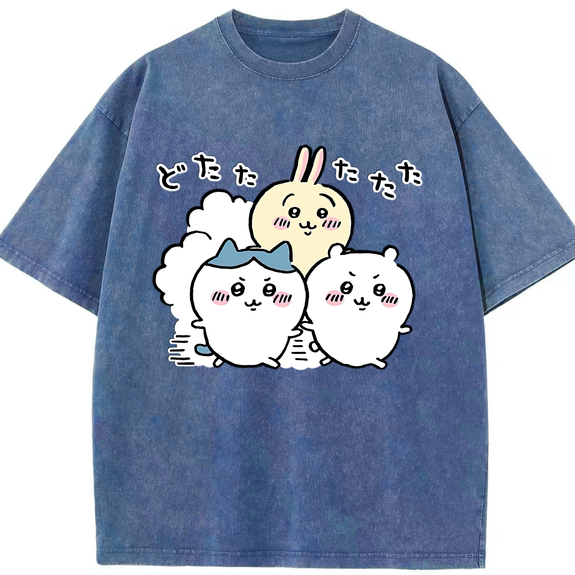 （画像用） ちいかわ ハチワレ Chii-kawa hachiware 綿100% ヴィンテージ風 半袖Tシャツ（フロントプリント）