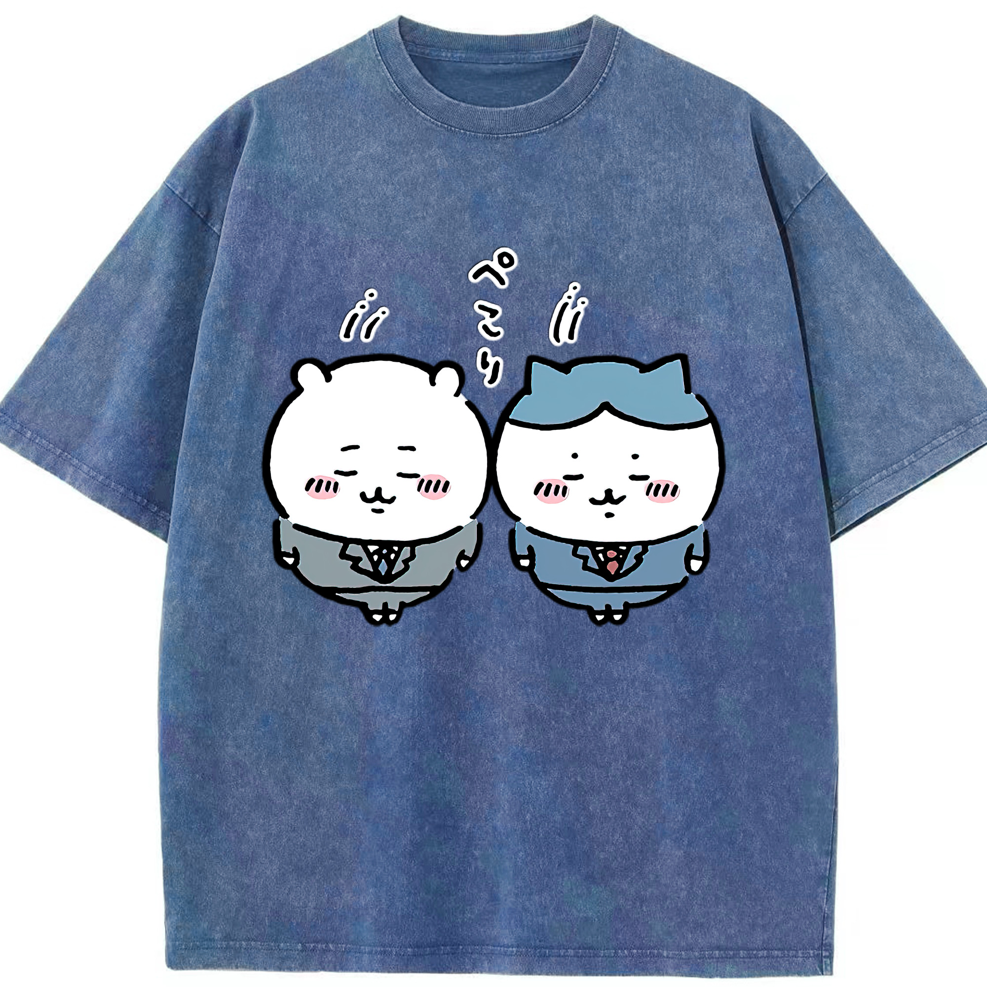 （画像用） ちいかわ ハチワレ Chii-kawa hachiware 綿100% ヴィンテージ風 半袖Tシャツ（フロントプリント）