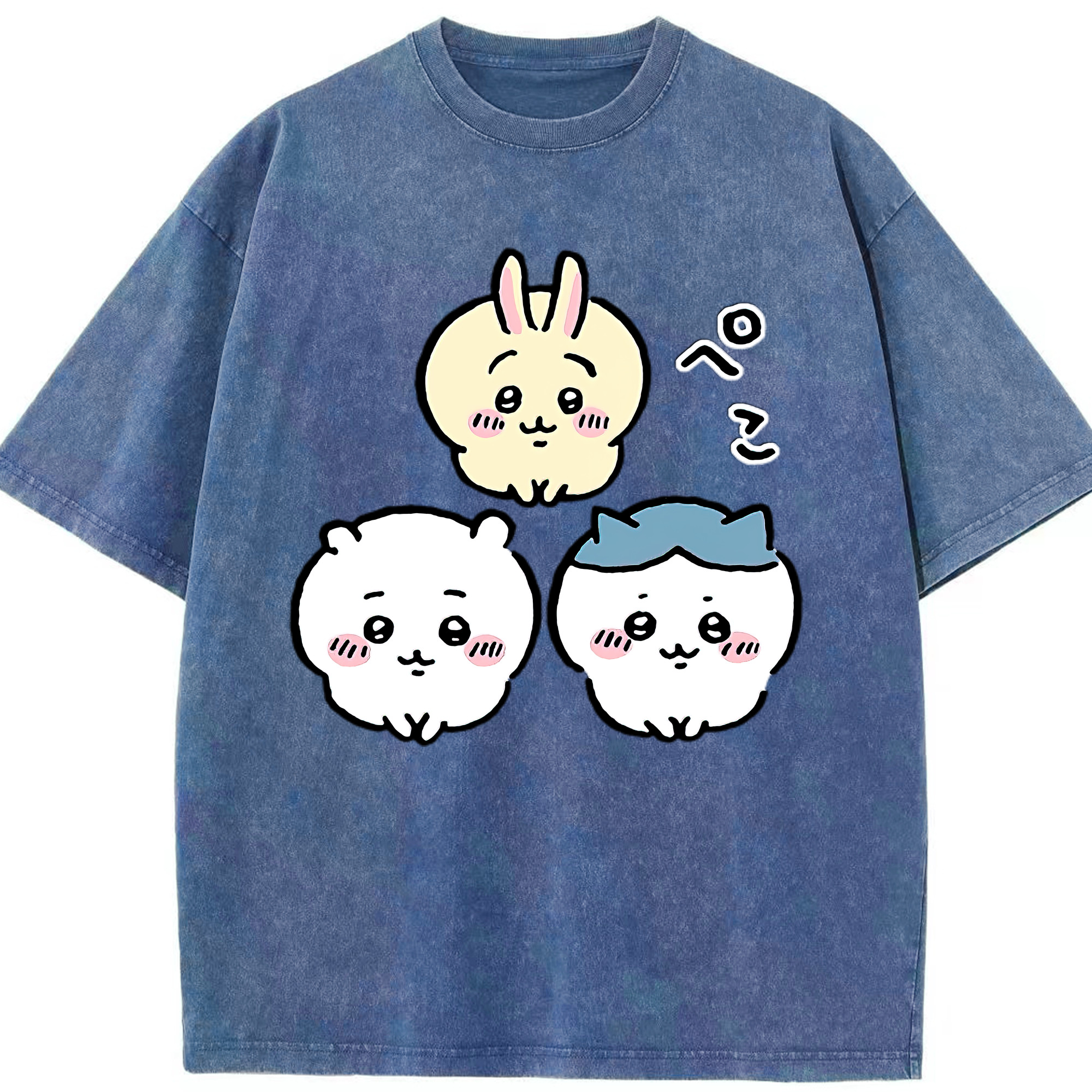 （画像用） ちいかわ うさぎ Chii-kawa usagi 綿100% ヴィンテージ風 半袖Tシャツ（フロントプリント）