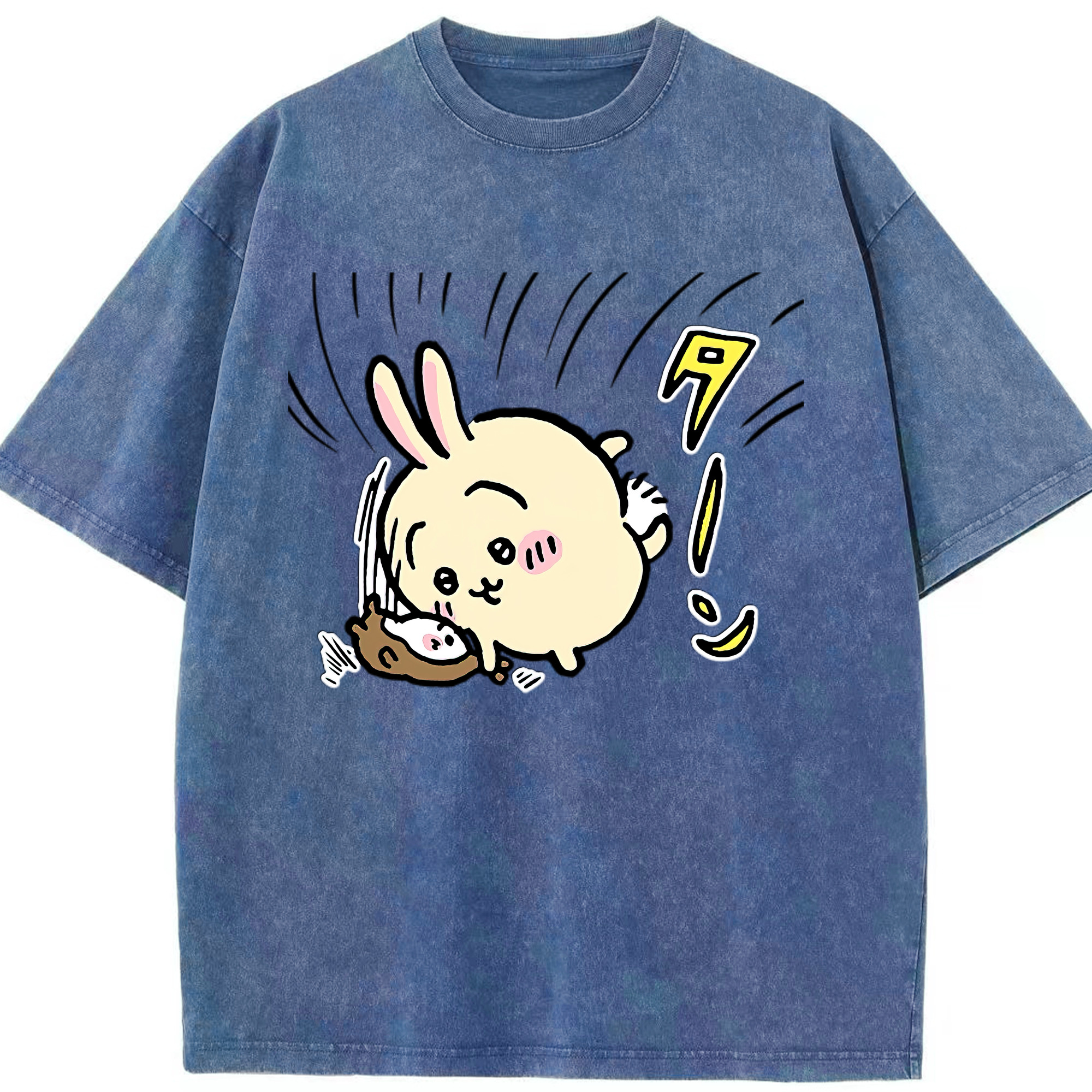（画像用） ちいかわ うさぎ Chii-kawa usagi 綿100% ヴィンテージ風 半袖Tシャツ（フロントプリント）