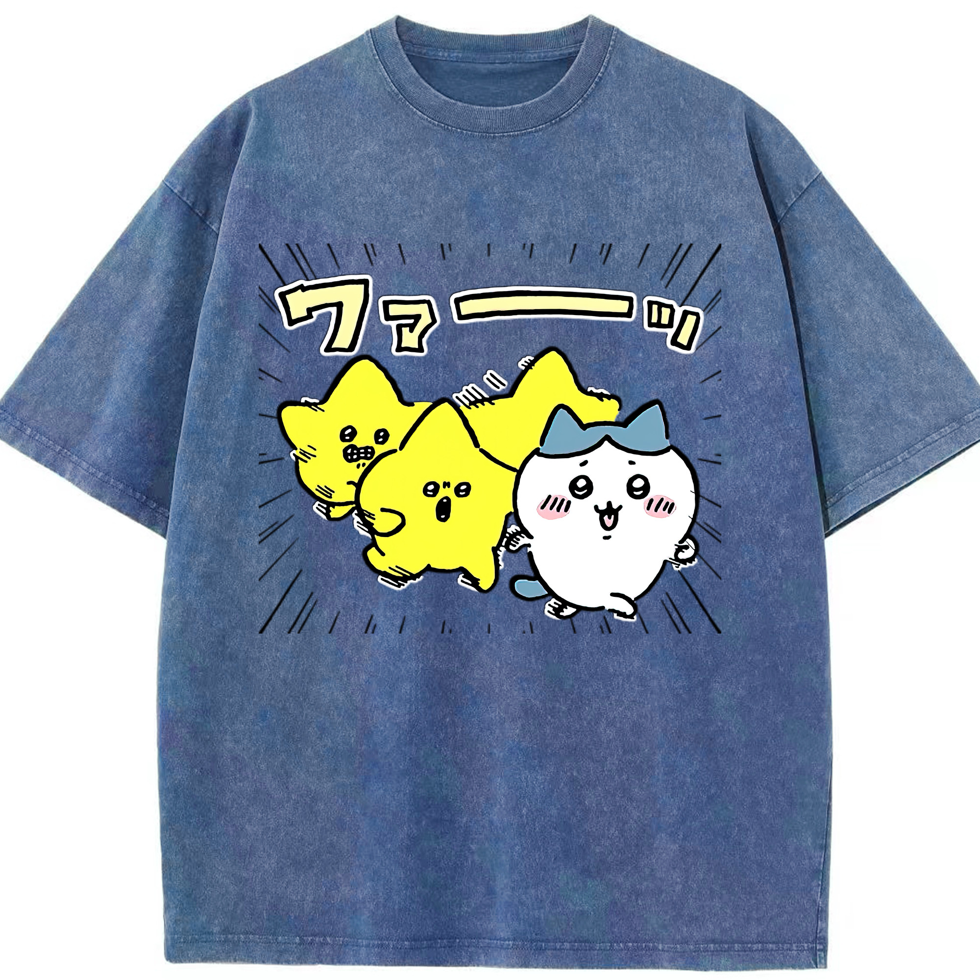 （画像用） ちいかわ 流れ星 Chii-kawa Shooting star 綿100% ヴィンテージ風 半袖Tシャツ（フロントプリント）