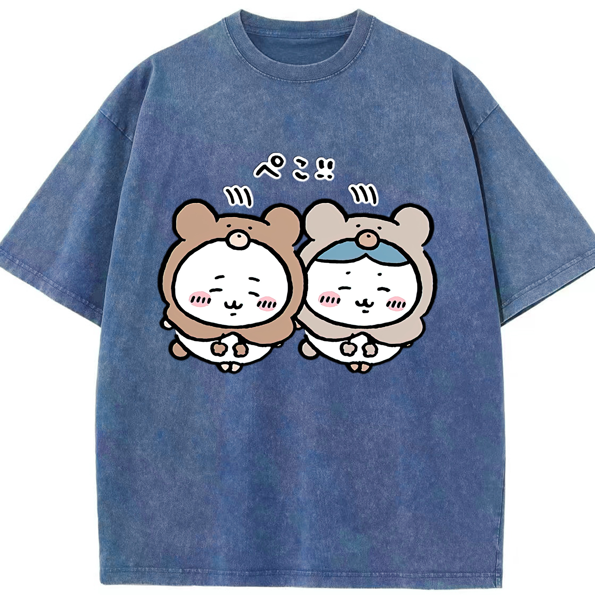 （画像用） ちいかわ ハチワレ Chii-kawa hachiware 綿100% ヴィンテージ風 半袖Tシャツ（フロントプリント）