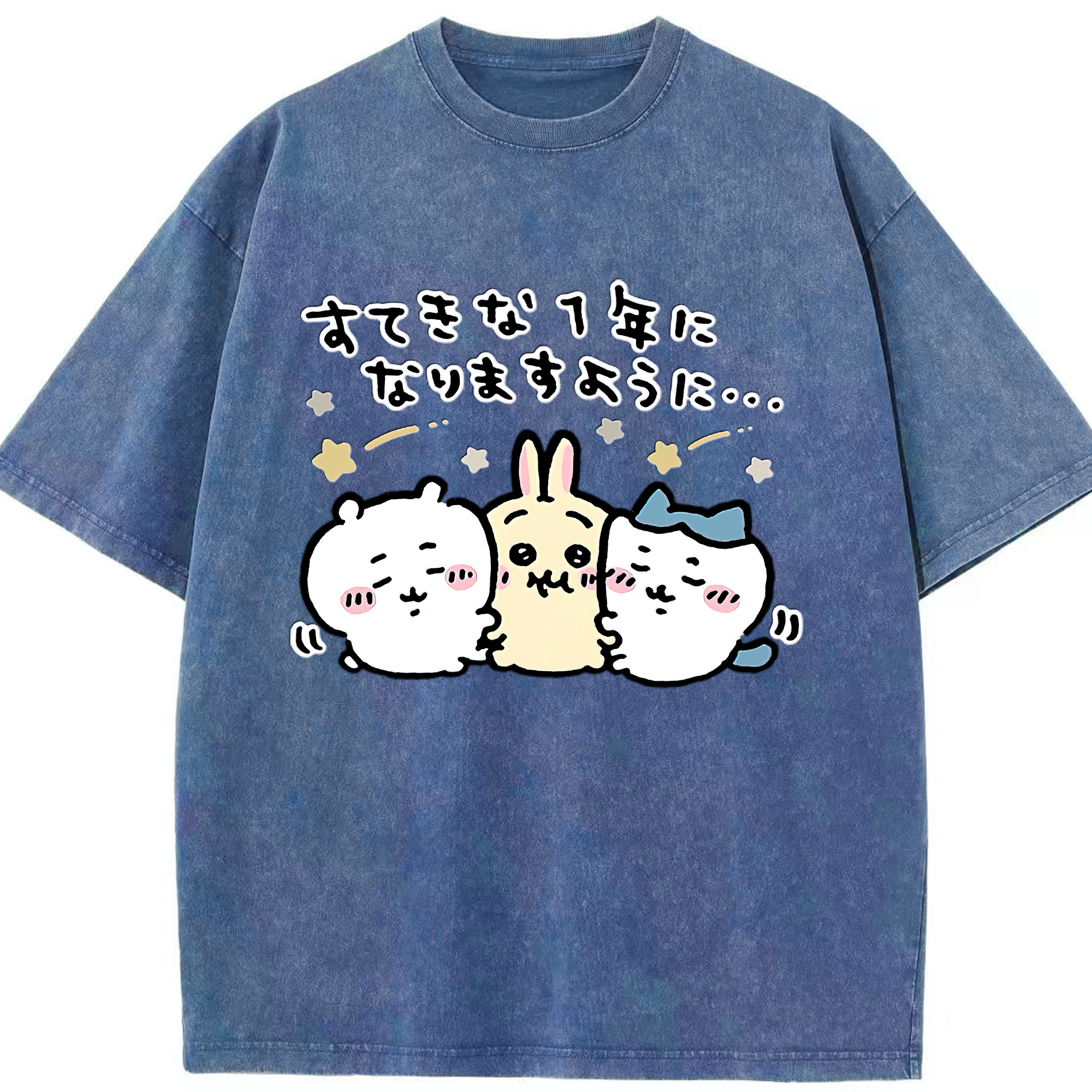 （画像用） ちいかわ ちいかわ Chii-kawa chiikawa 綿100% ヴィンテージ風 半袖Tシャツ（フロントプリント）