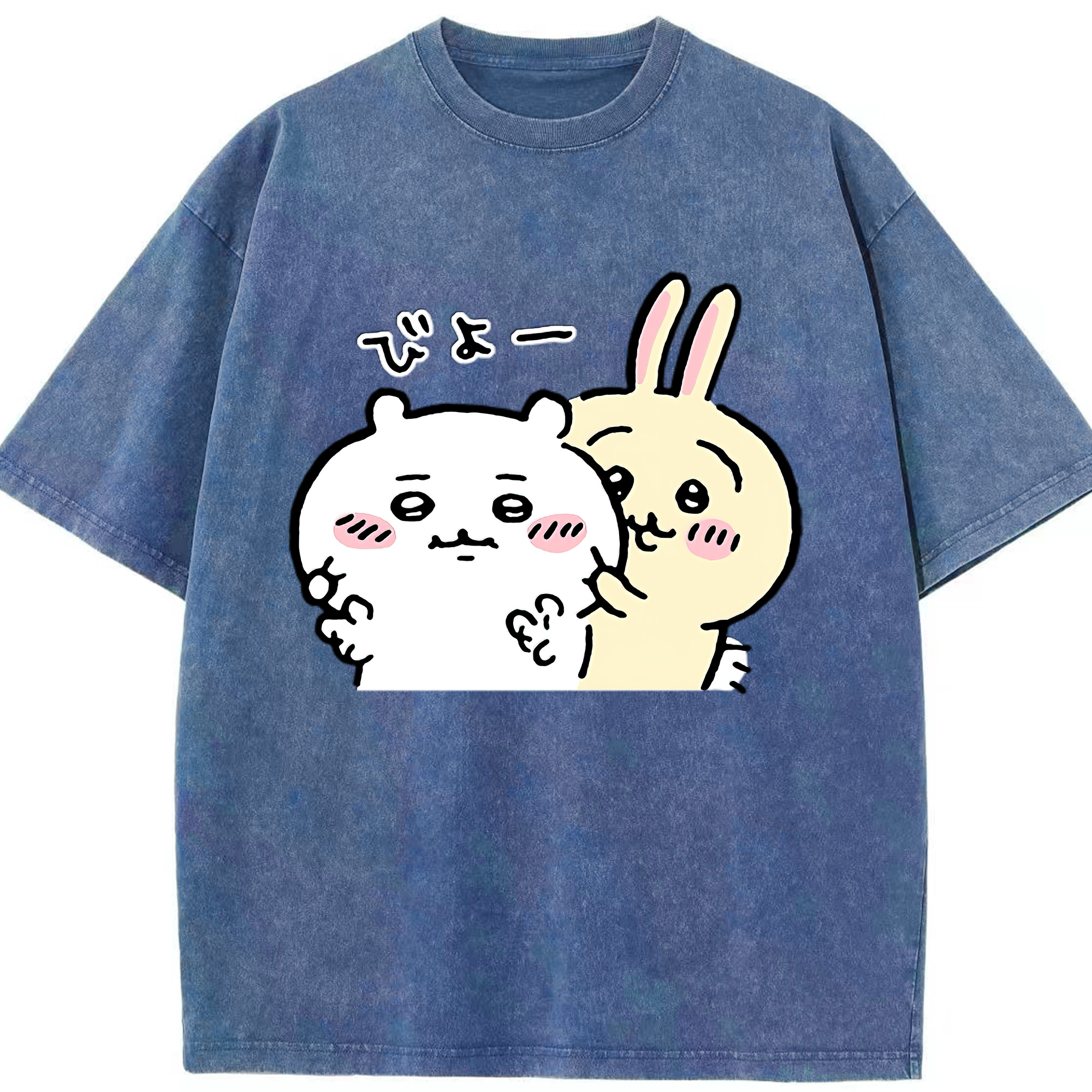 （画像用） ちいかわ うさぎ Chii-kawa usagi 綿100% ヴィンテージ風 半袖Tシャツ（フロントプリント）