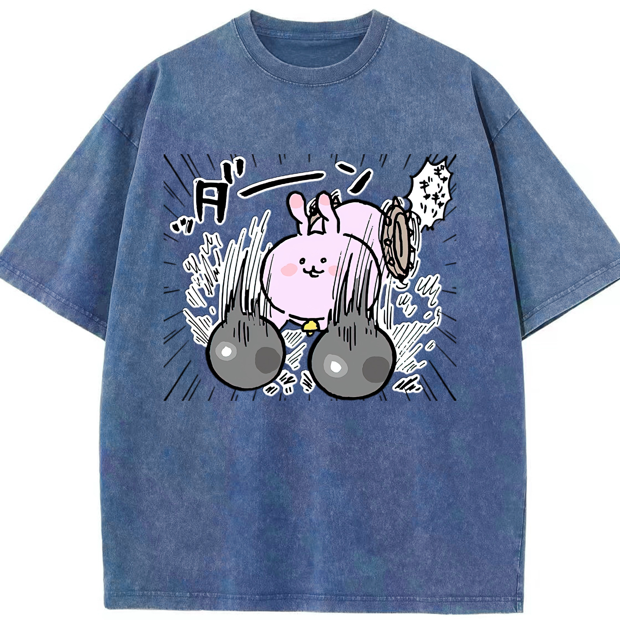 （画像用） ちいかわ うさぎ Chii-kawa usagi 綿100% ヴィンテージ風 半袖Tシャツ（フロントプリント）