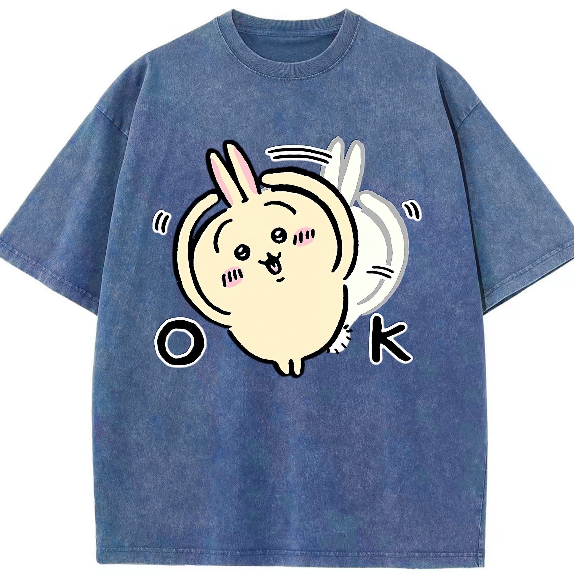 （画像用） ちいかわ うさぎ Chii-kawa usagi 綿100% ヴィンテージ風 半袖Tシャツ（フロントプリント）