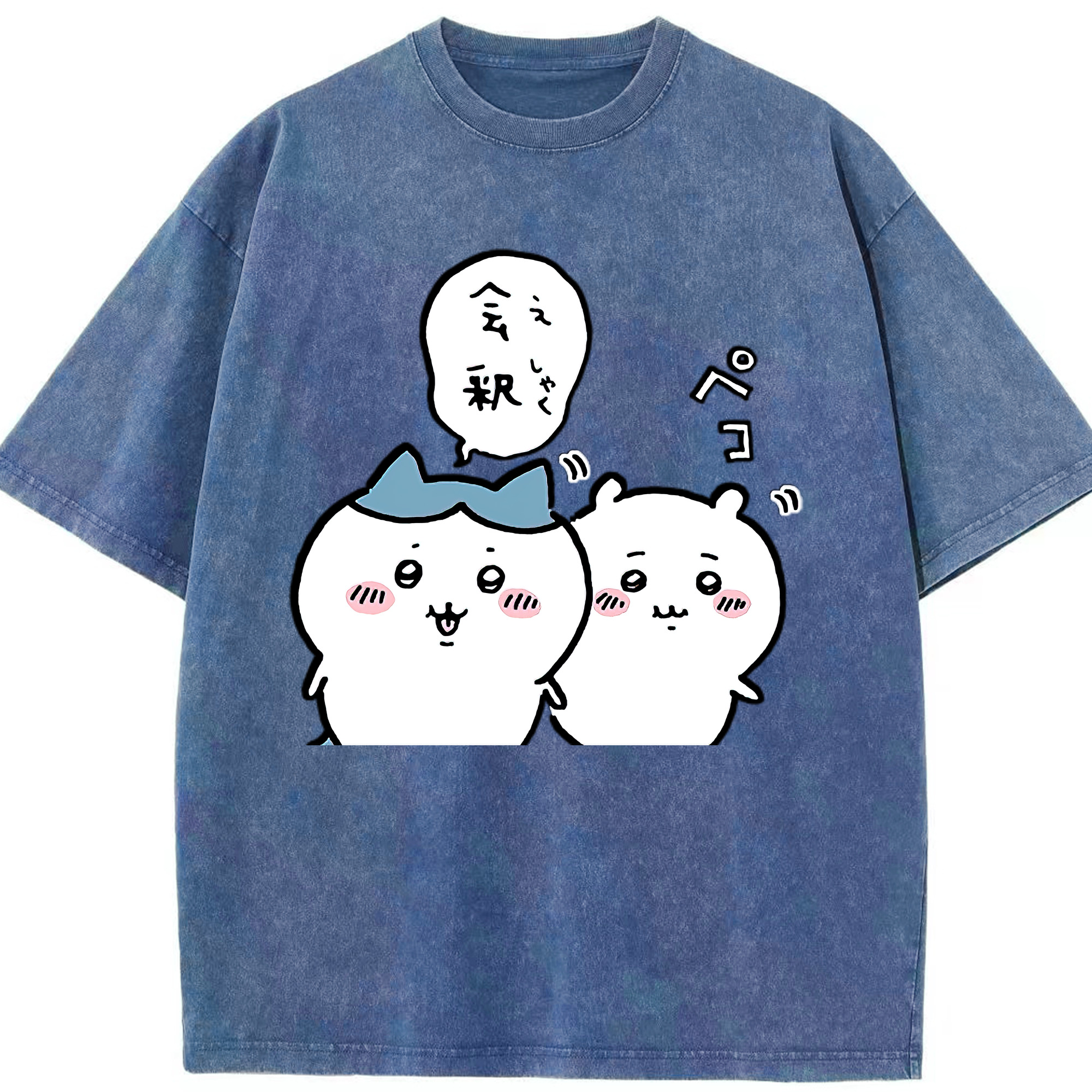 （画像用） ちいかわ ハチワレ Chii-kawa hachiware 綿100% ヴィンテージ風 半袖Tシャツ（フロントプリント）