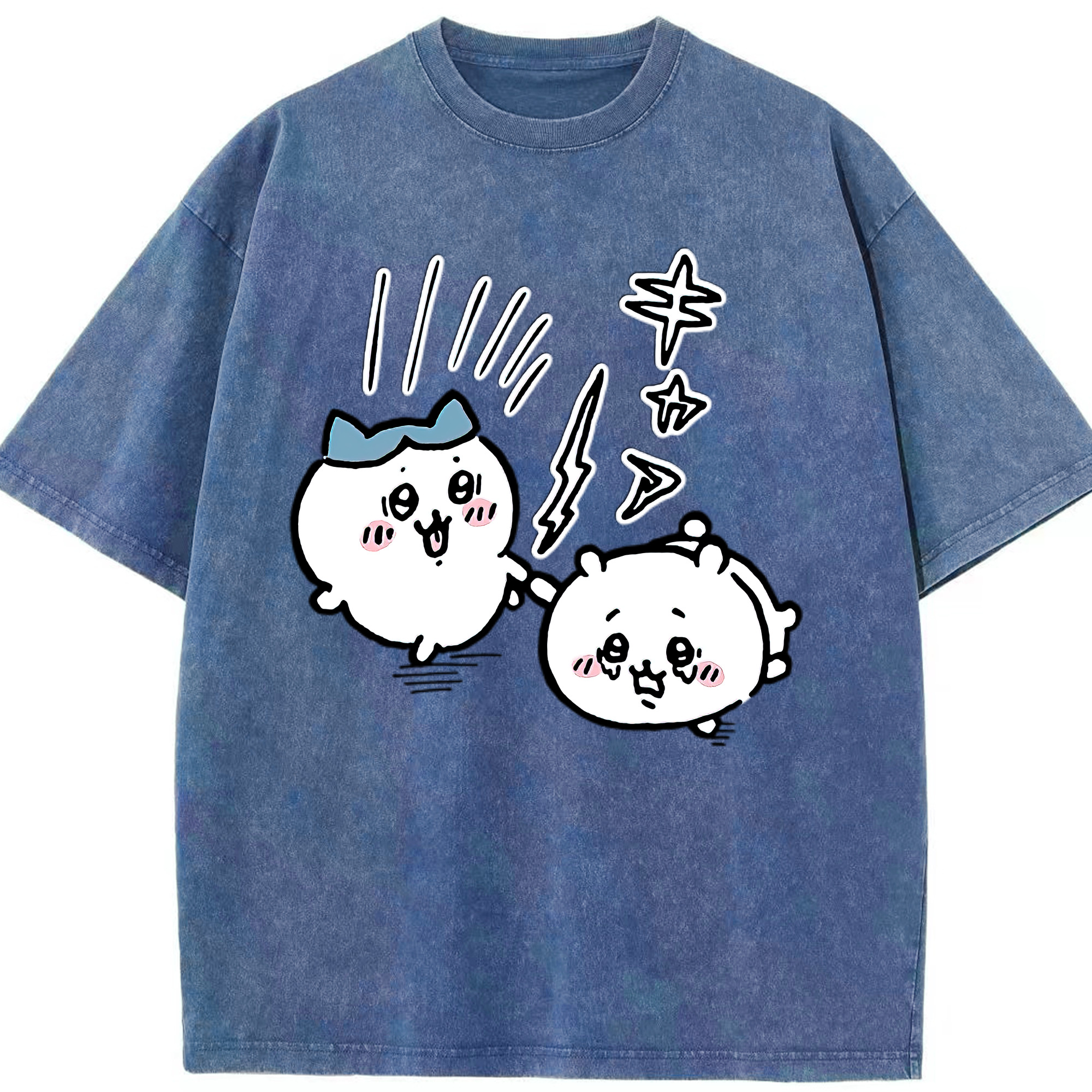 （画像用） ちいかわ ハチワレ Chii-kawa hachiware 綿100% ヴィンテージ風 半袖Tシャツ（フロントプリント）