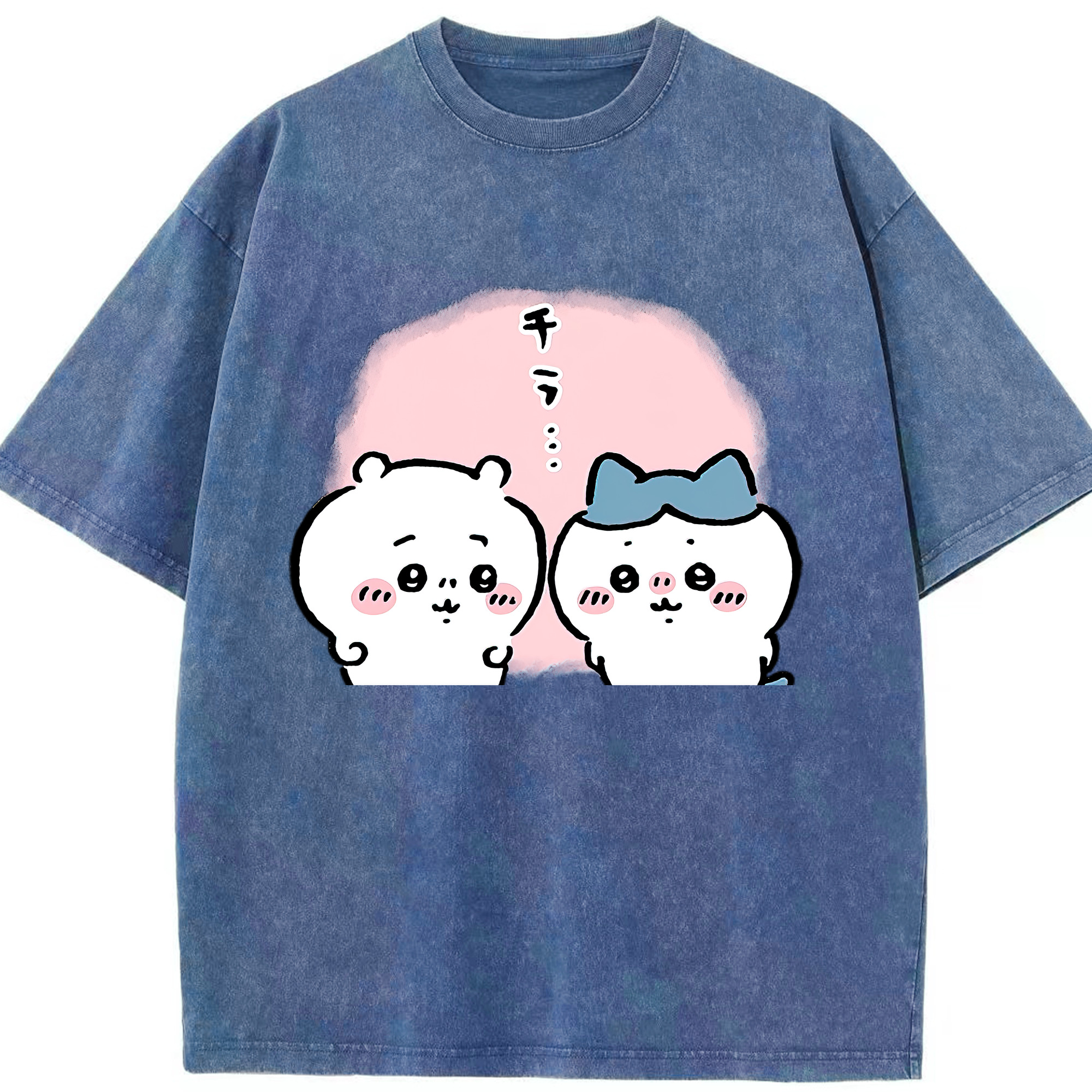 （画像用） ちいかわ ハチワレ Chii-kawa hachiware 綿100% ヴィンテージ風 半袖Tシャツ（フロントプリント）