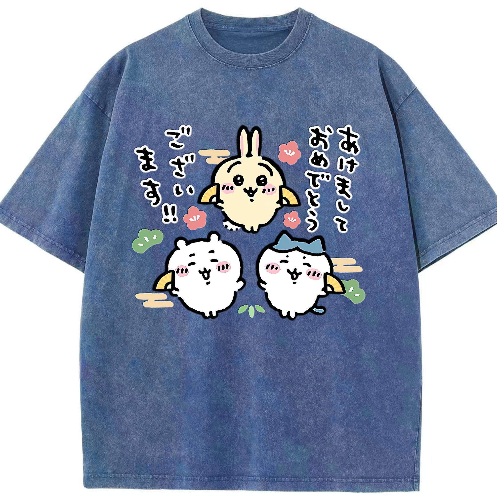 （画像用） ちいかわ ちいかわ Chii-kawa chiikawa 綿100% ヴィンテージ風 半袖Tシャツ（フロントプリント）