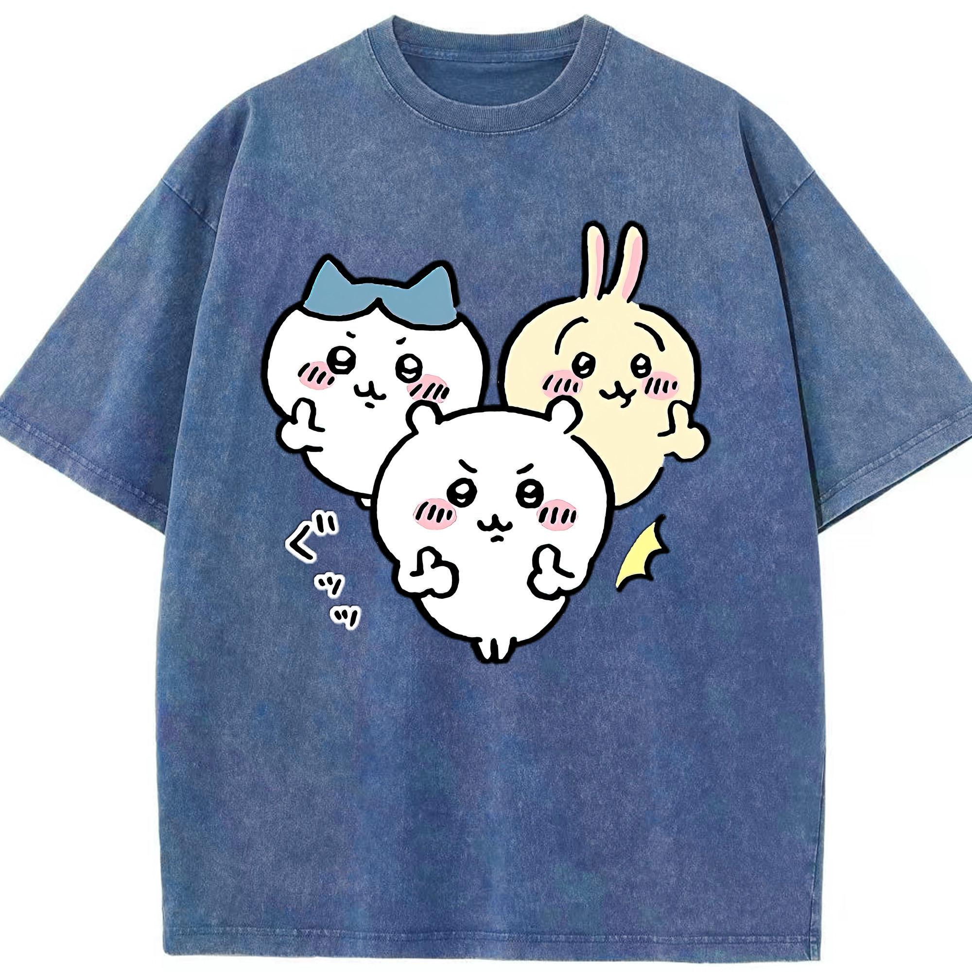 （画像用） ちいかわ うさぎ Chii-kawa usagi 綿100% ヴィンテージ風 半袖Tシャツ（フロントプリント）