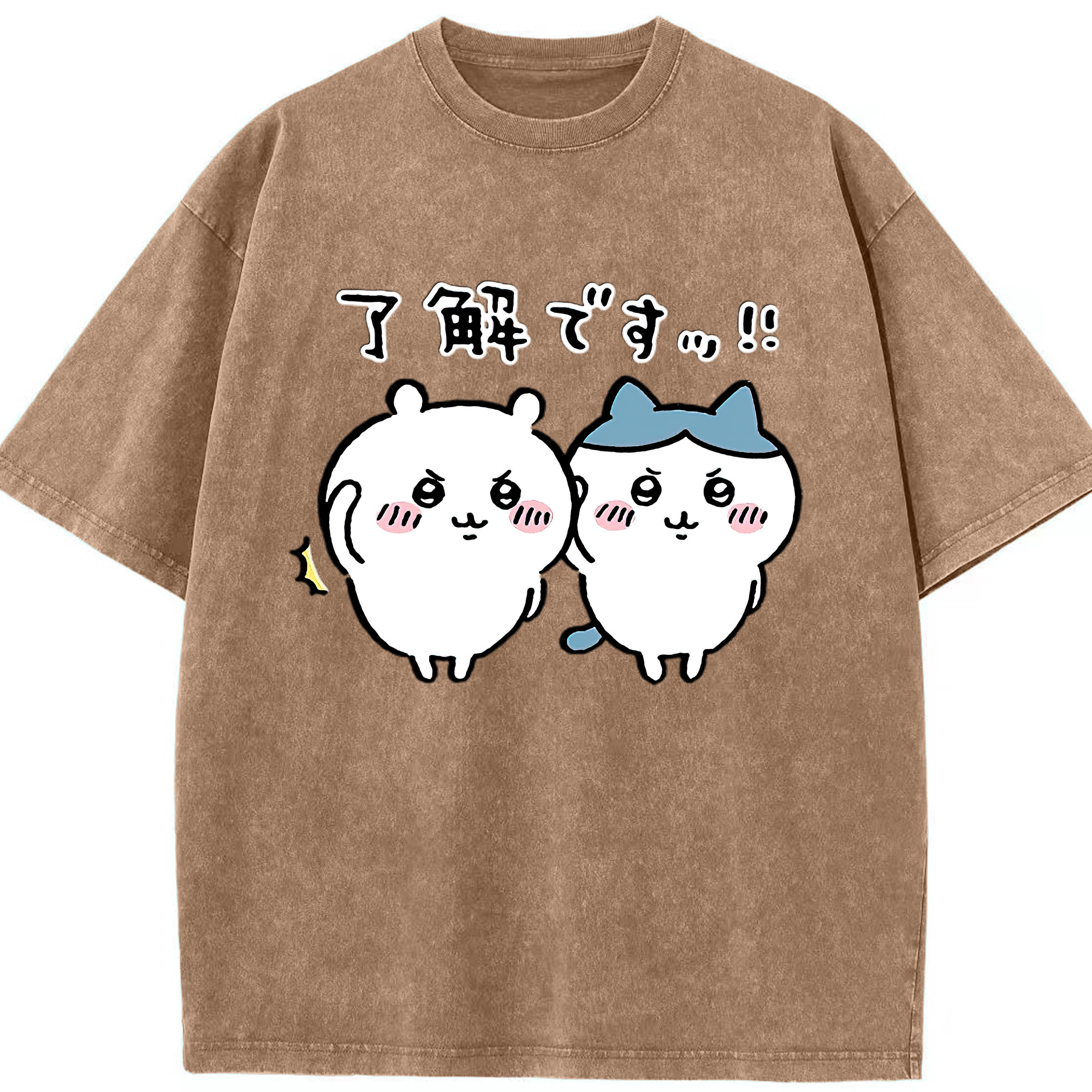（画像用） ちいかわ ハチワレ Chii-kawa hachiware 綿100% ヴィンテージ風 半袖Tシャツ（フロントプリント）