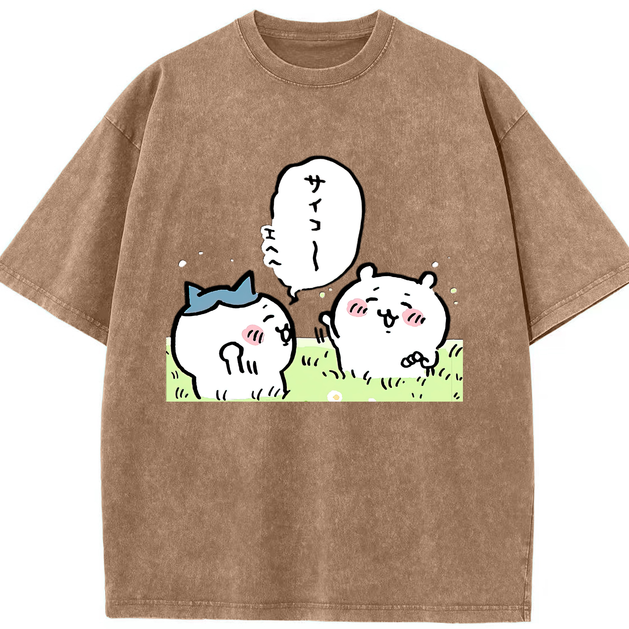 （画像用） ちいかわ ちいかわ Chii-kawa chiikawa 綿100% ヴィンテージ風 半袖Tシャツ（フロントプリント）