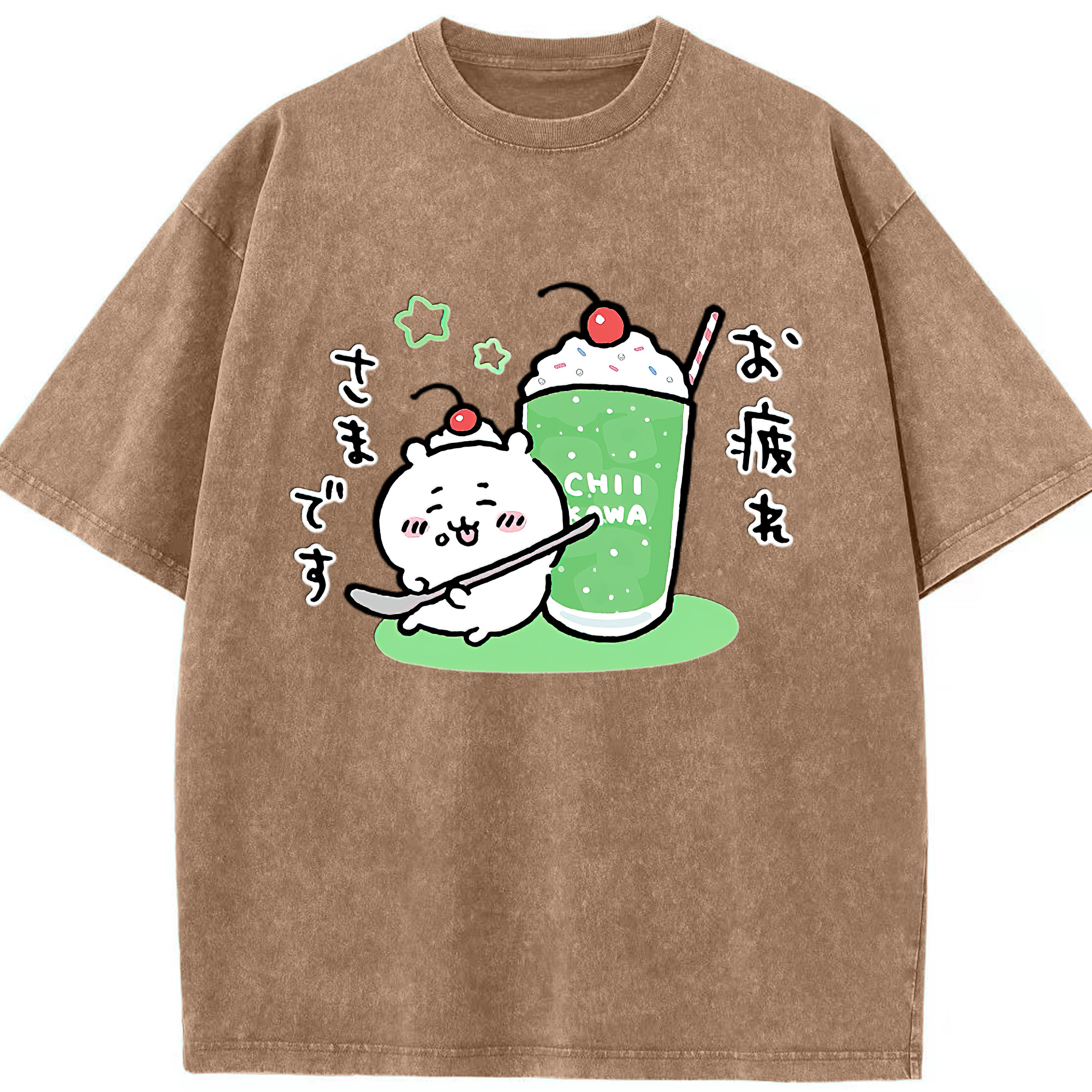 （画像用） ちいかわ ちいかわ Chii-kawa chiikawa 綿100% ヴィンテージ風 半袖Tシャツ（フロントプリント）