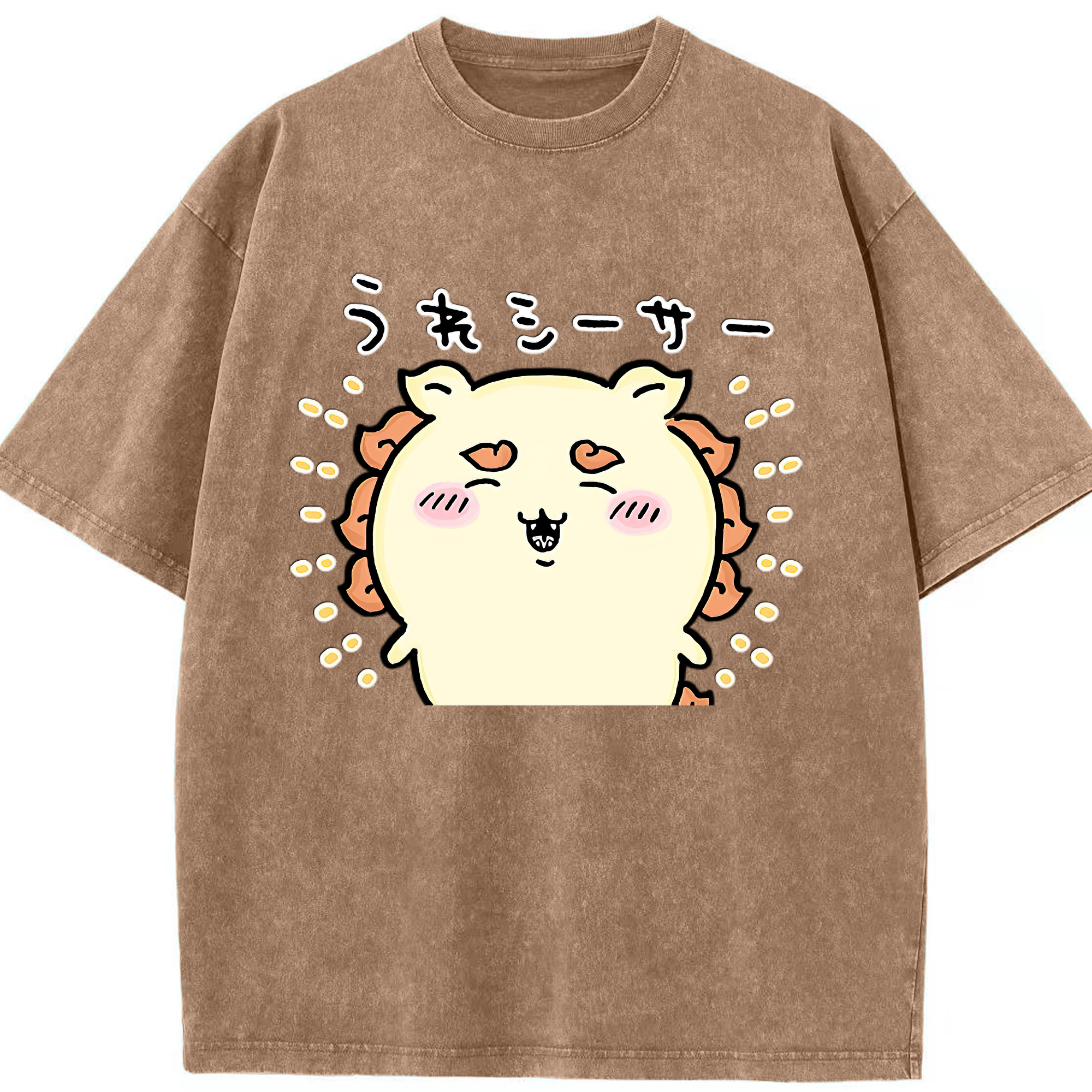 （画像用） ちいかわ シーサー Chii-kawa Shisa 綿100% ヴィンテージ風 半袖Tシャツ（フロントプリント）
