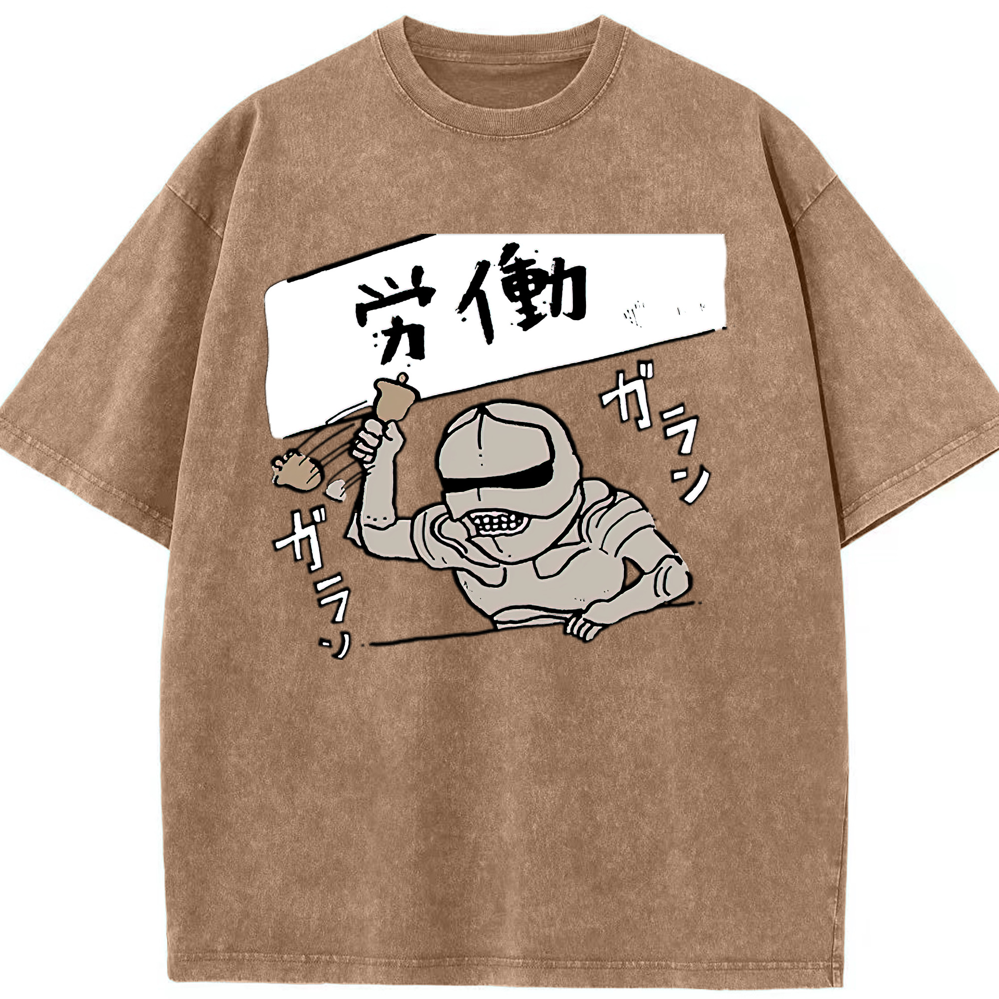 （画像用） ちいかわ 労働の鎧さん Chii-kawa Mr. Armor of Labor 綿100% ヴィンテージ風 半袖Tシャツ（フロントプリント）