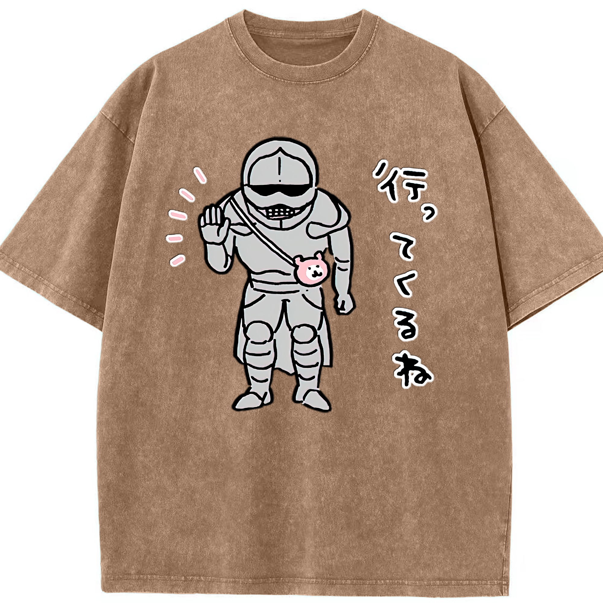 （画像用） ちいかわ 労働の鎧さん Chii-kawa Mr. Armor of Labor 綿100% ヴィンテージ風 半袖Tシャツ（フロントプリント）