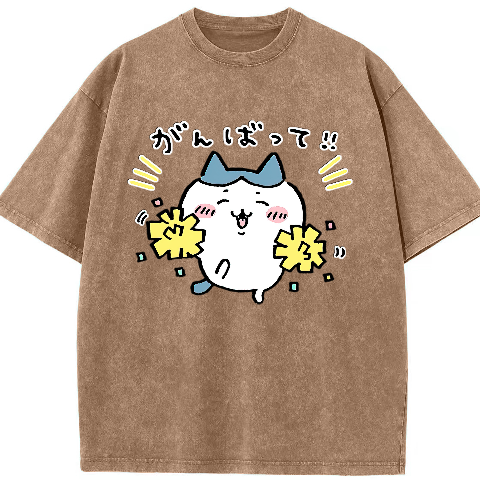 （画像用） ちいかわ ハチワレ Chii-kawa hachiware 綿100% ヴィンテージ風 半袖Tシャツ（フロントプリント）