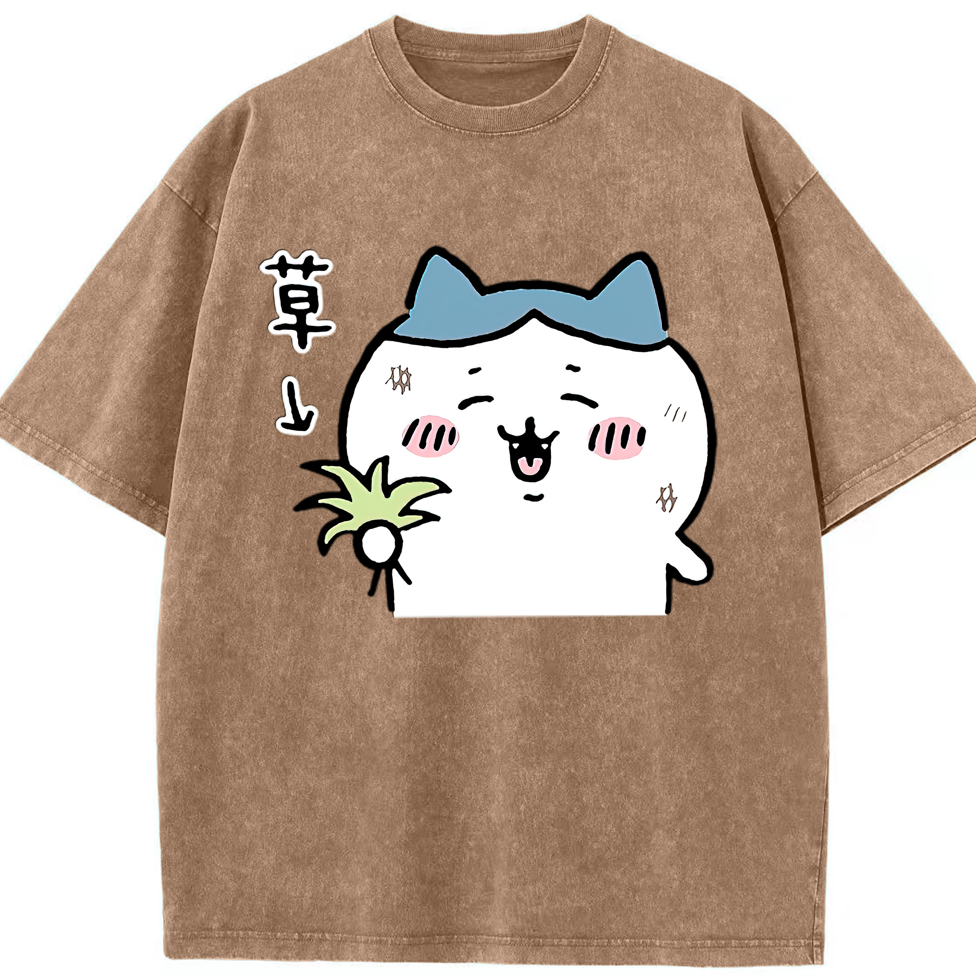 （画像用） ちいかわ ハチワレ Chii-kawa hachiware 綿100% ヴィンテージ風 半袖Tシャツ（フロントプリント）