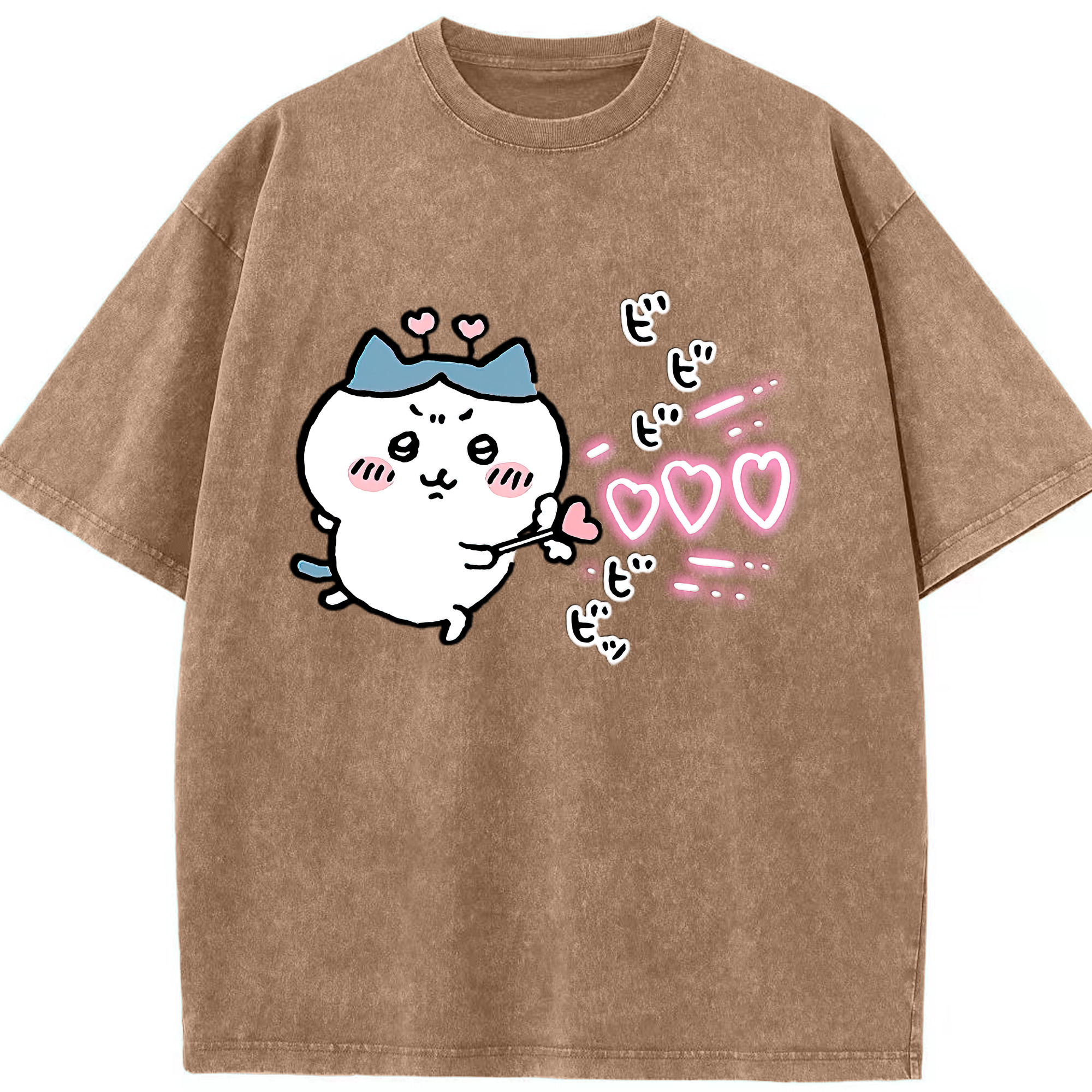 （画像用） ちいかわ ハチワレ Chii-kawa hachiware 綿100% ヴィンテージ風 半袖Tシャツ（フロントプリント）