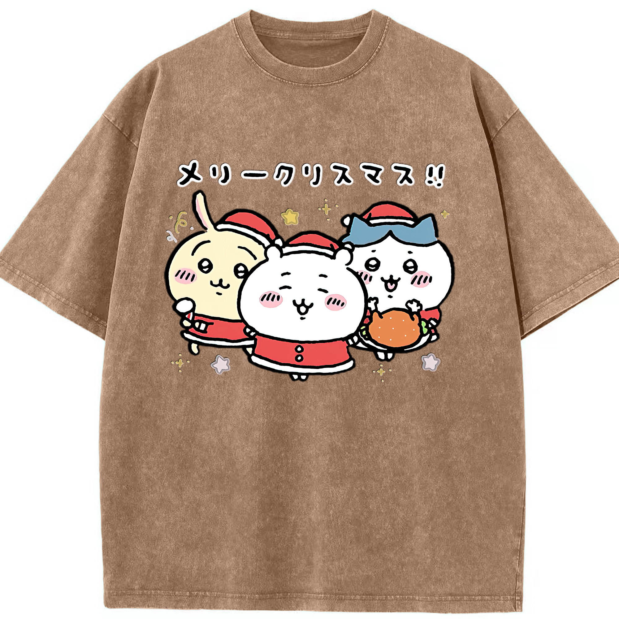 （画像用） ちいかわ ハチワレ Chii-kawa hachiware 綿100% ヴィンテージ風 半袖Tシャツ（フロントプリント）