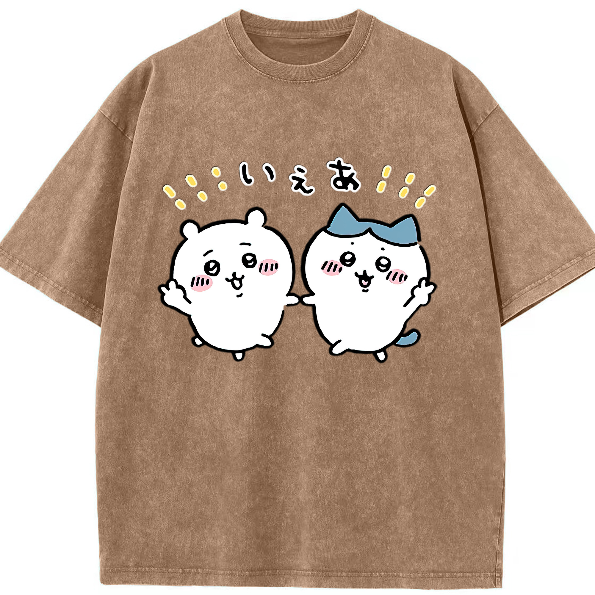 （画像用） ちいかわ ハチワレ Chii-kawa hachiware 綿100% ヴィンテージ風 半袖Tシャツ（フロントプリント）