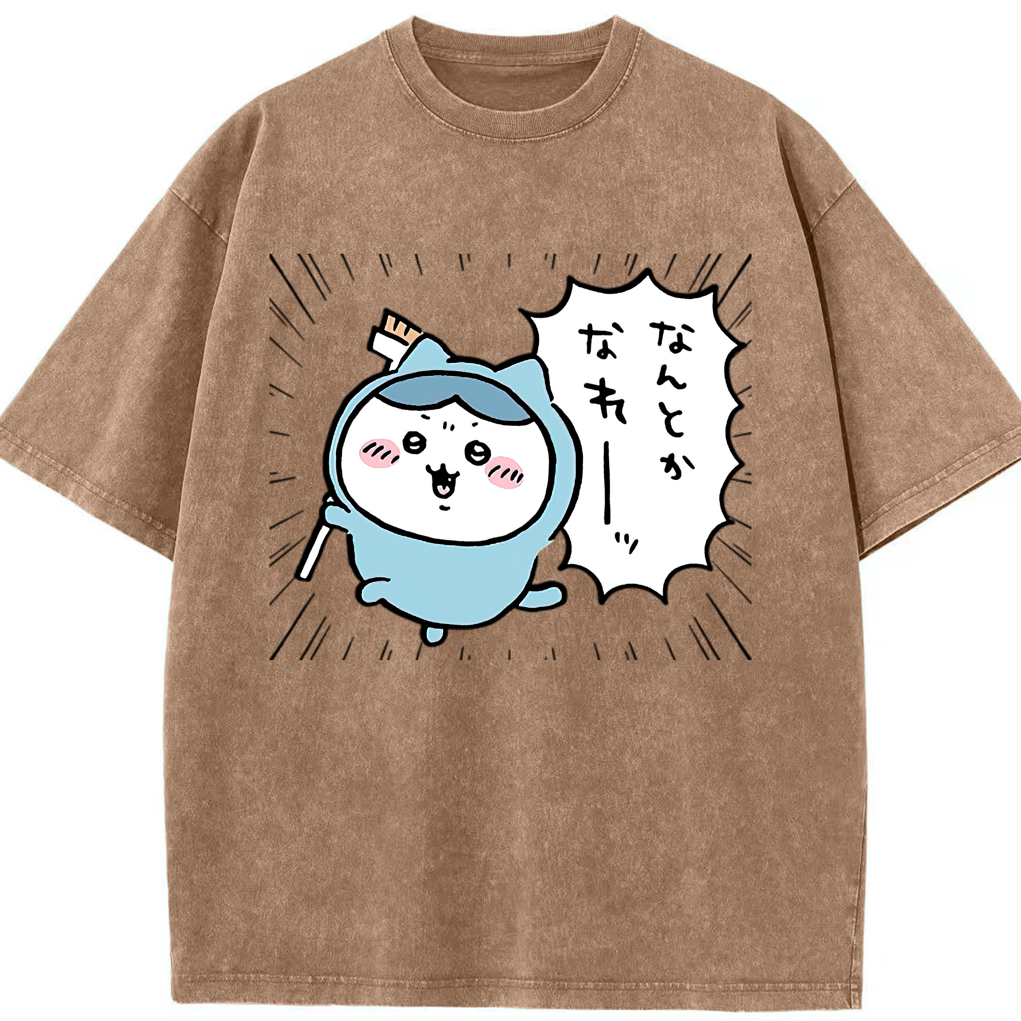 （画像用） ちいかわ ハチワレ Chii-kawa hachiware 綿100% ヴィンテージ風 半袖Tシャツ（フロントプリント）