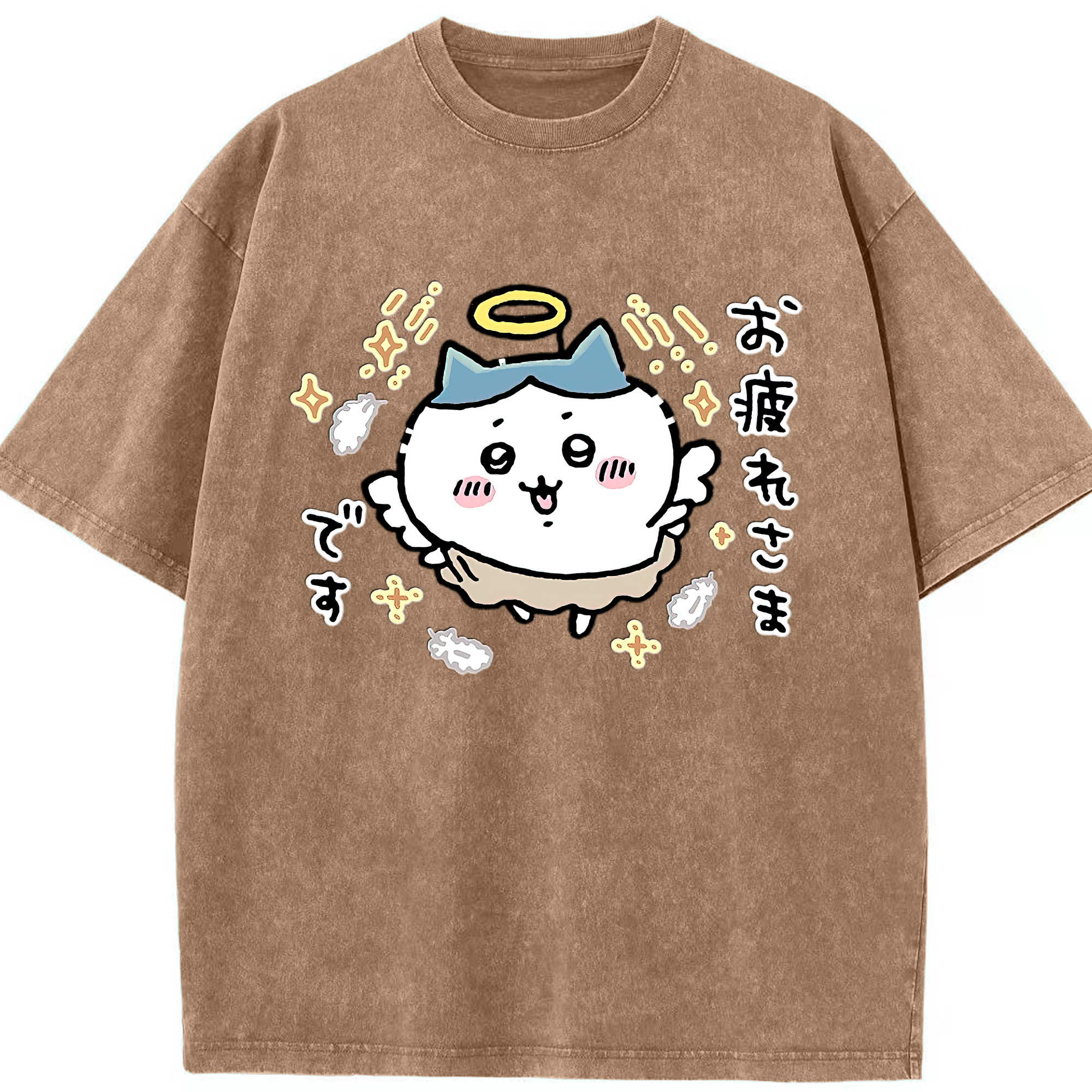（画像用） ちいかわ ハチワレ Chii-kawa hachiware 綿100% ヴィンテージ風 半袖Tシャツ（フロントプリント）